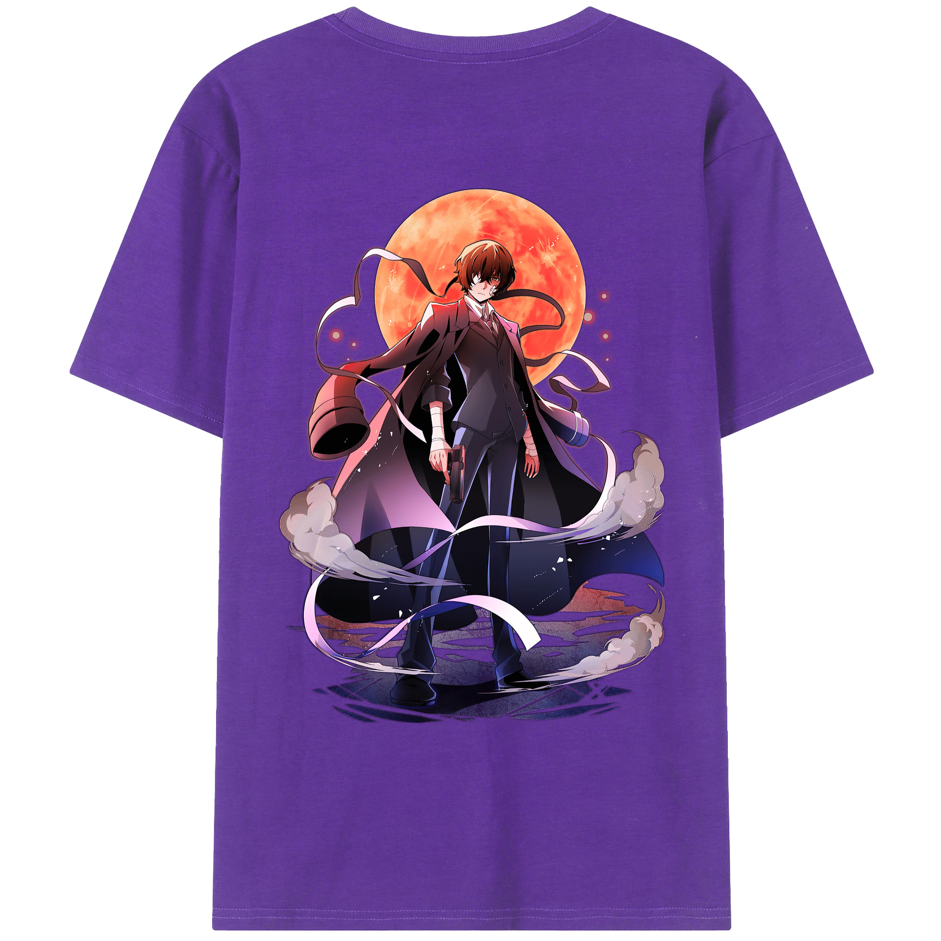 （画像用） 文豪ストレイドッグス Bungo Stray Dogs 綿100％ メンズ半袖Tシャツ（バックプリント） 通気性