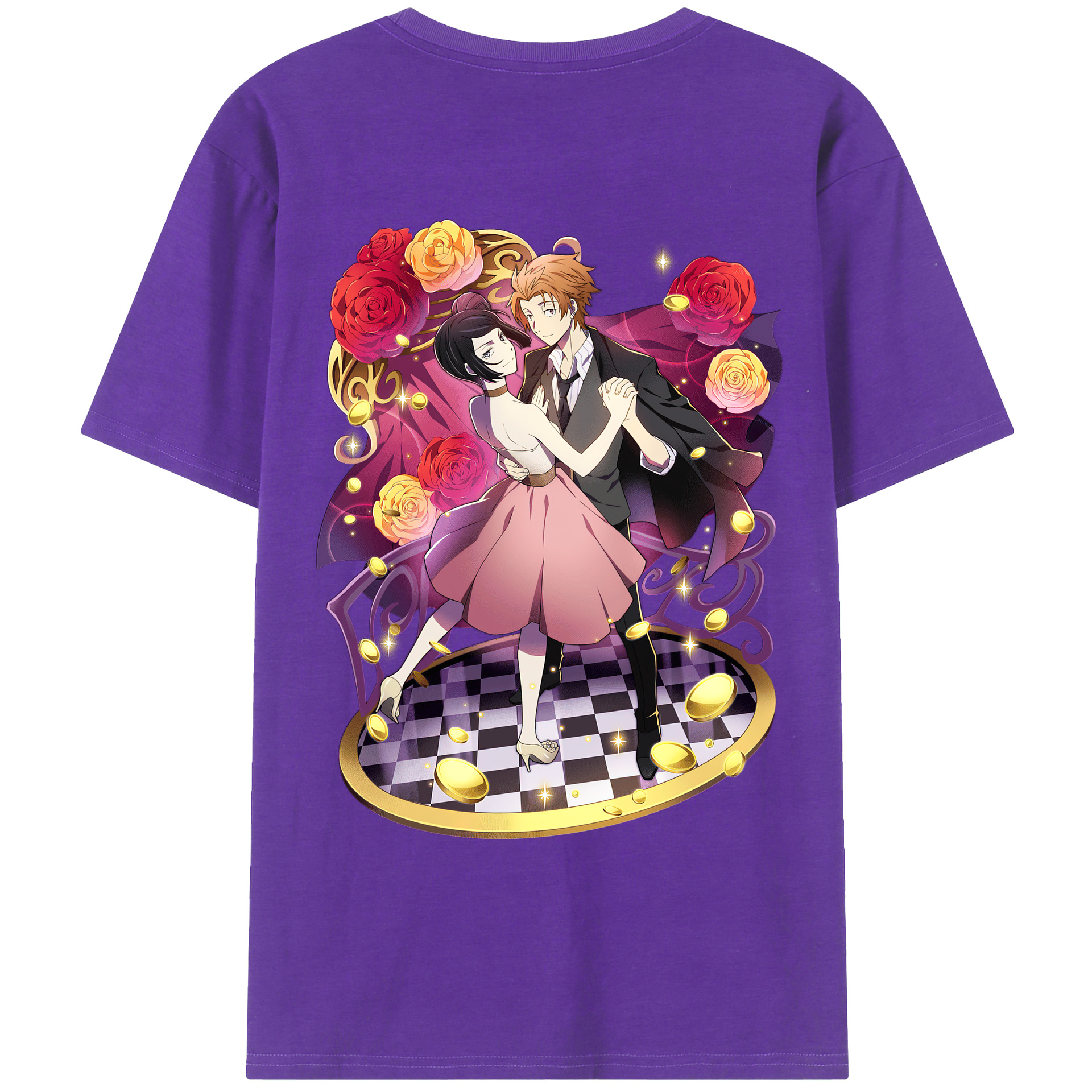 （画像用） 文豪ストレイドッグス Bungo Stray Dogs 綿100％ メンズ半袖Tシャツ（バックプリント） 通気性