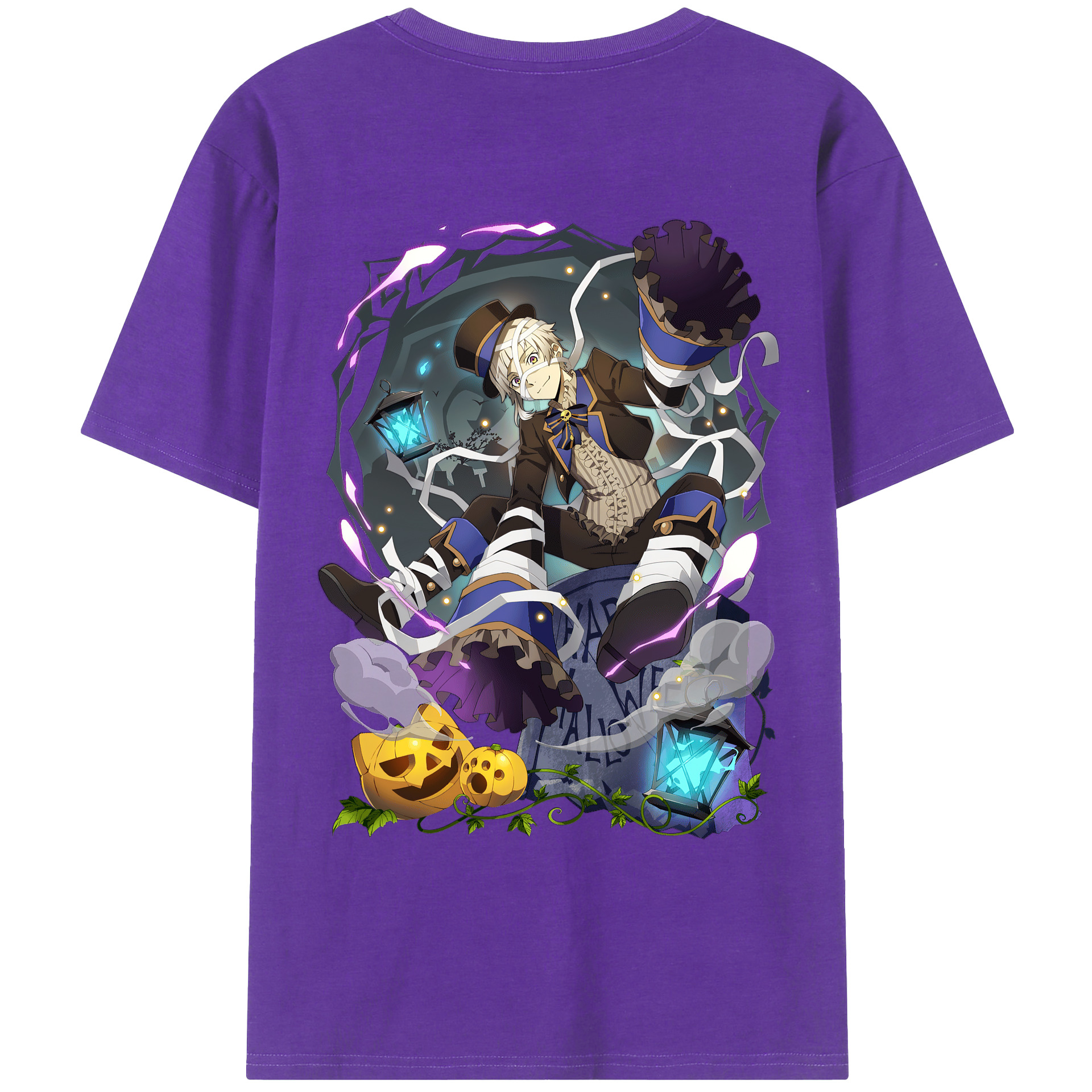 （画像用） 文豪ストレイドッグス Bungo Stray Dogs 綿100％ メンズ半袖Tシャツ（バックプリント） 通気性