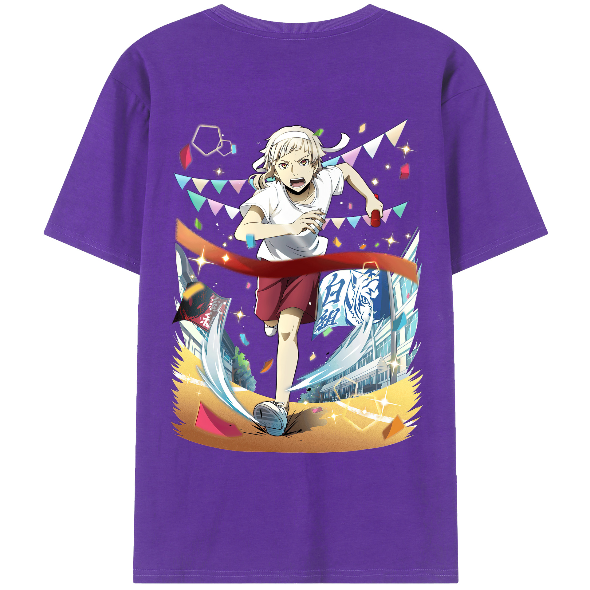 （画像用） 文豪ストレイドッグス Bungo Stray Dogs 綿100％ メンズ半袖Tシャツ（バックプリント） 通気性