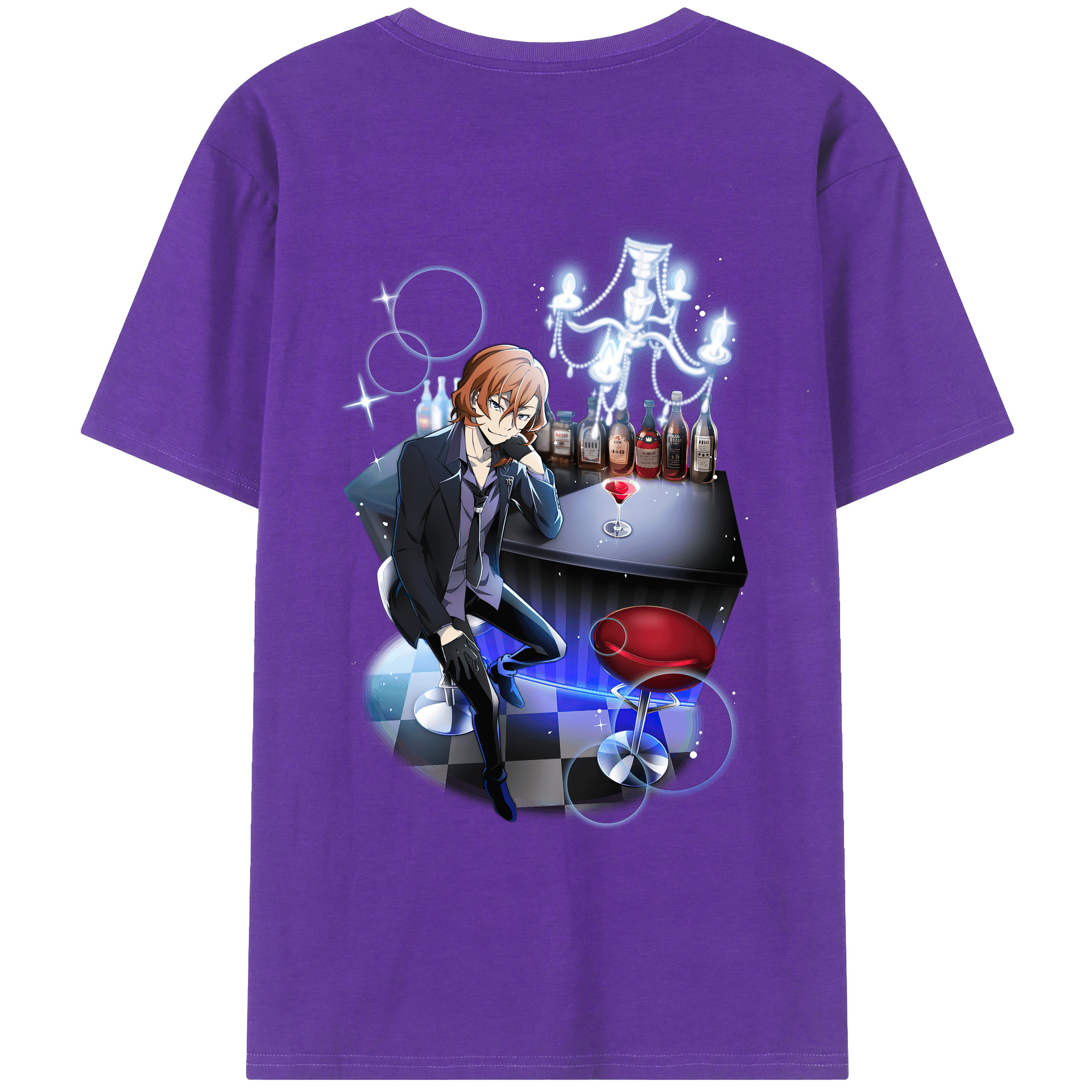 （画像用） 文豪ストレイドッグス Bungo Stray Dogs 綿100％ メンズ半袖Tシャツ（バックプリント） 通気性