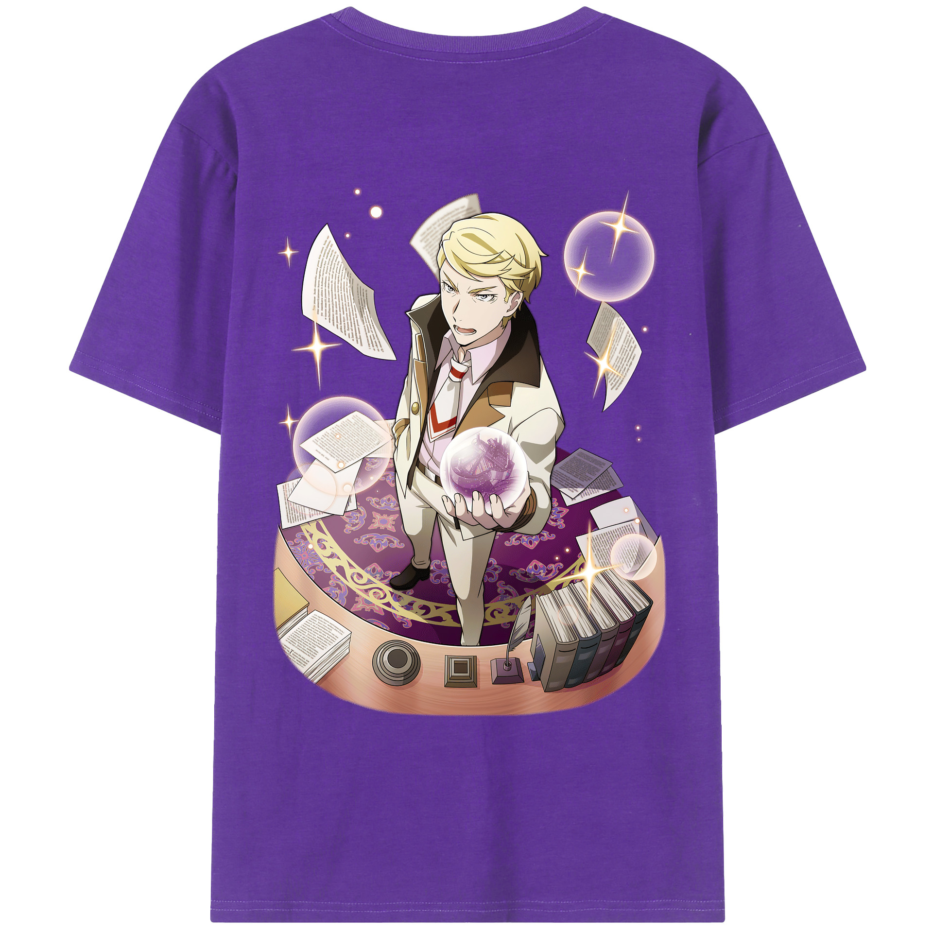 （画像用） 文豪ストレイドッグス Bungo Stray Dogs 綿100％ メンズ半袖Tシャツ（バックプリント） 通気性