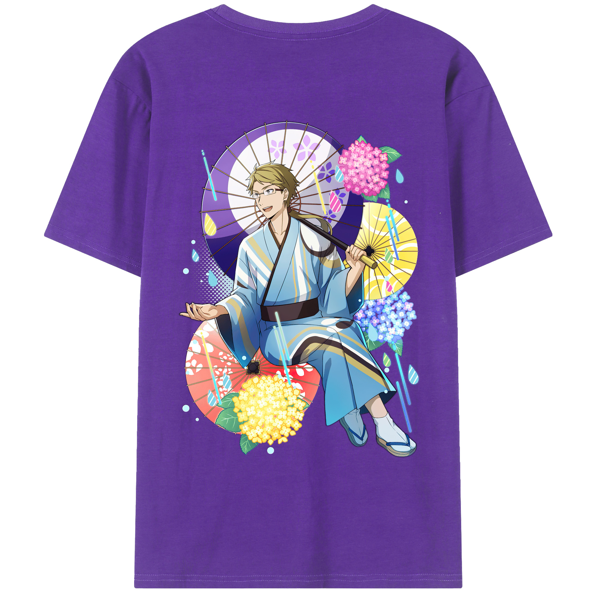 （画像用） 文豪ストレイドッグス Bungo Stray Dogs 綿100％ メンズ半袖Tシャツ（バックプリント） 通気性