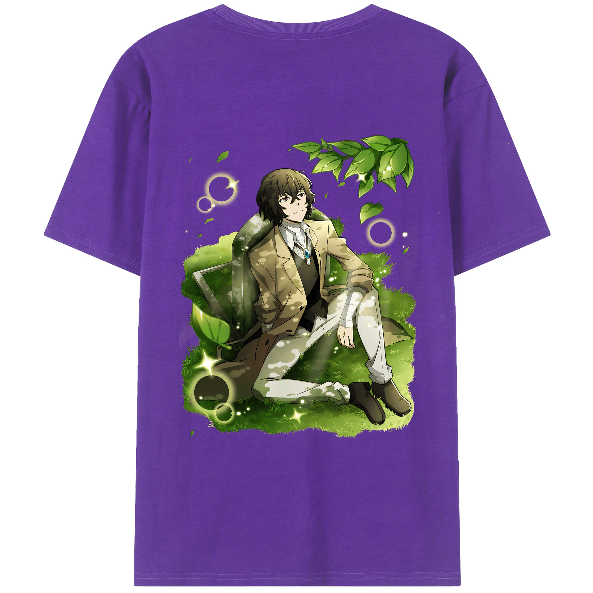 （画像用） 文豪ストレイドッグス Bungo Stray Dogs 綿100％ メンズ半袖Tシャツ（バックプリント） 通気性