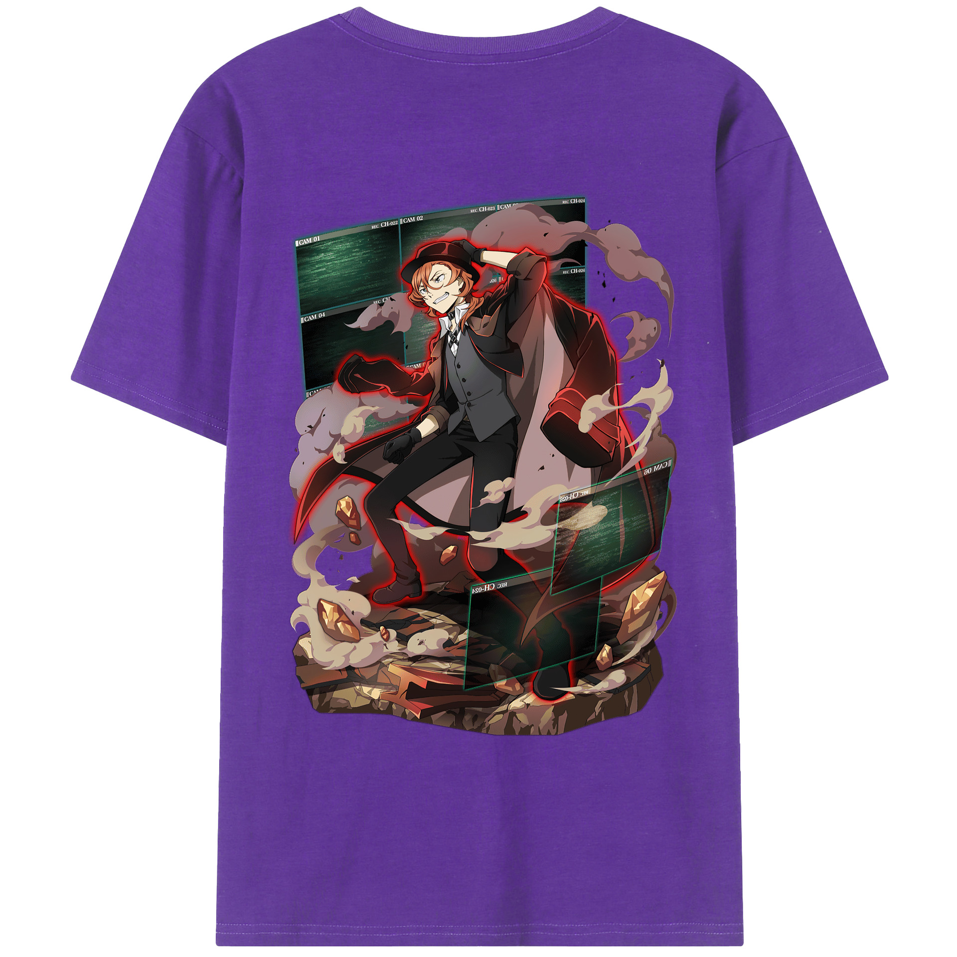 （画像用） 文豪ストレイドッグス Bungo Stray Dogs 綿100％ メンズ半袖Tシャツ（バックプリント） 通気性