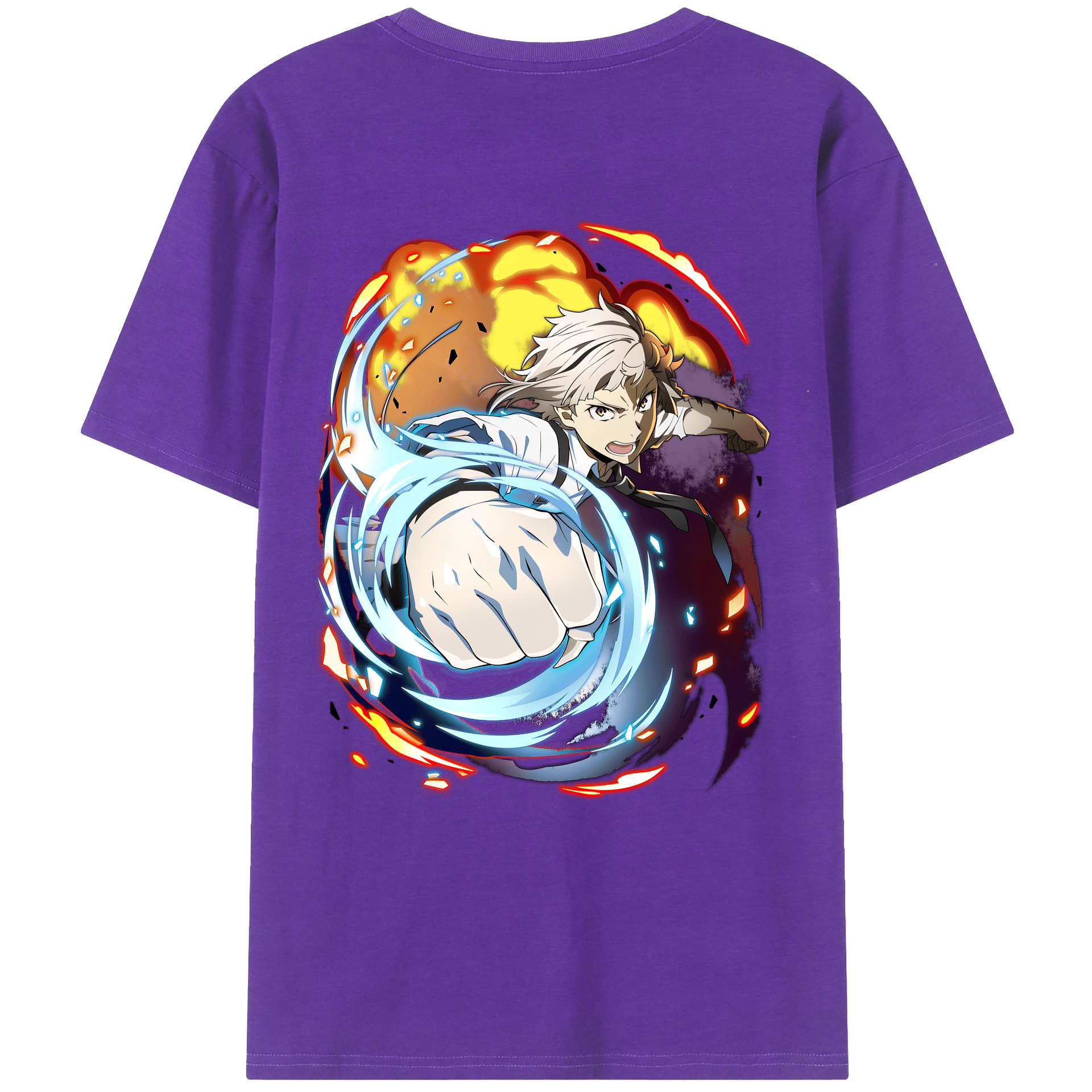 （画像用） 文豪ストレイドッグス Bungo Stray Dogs 綿100％ メンズ半袖Tシャツ（バックプリント） 通気性