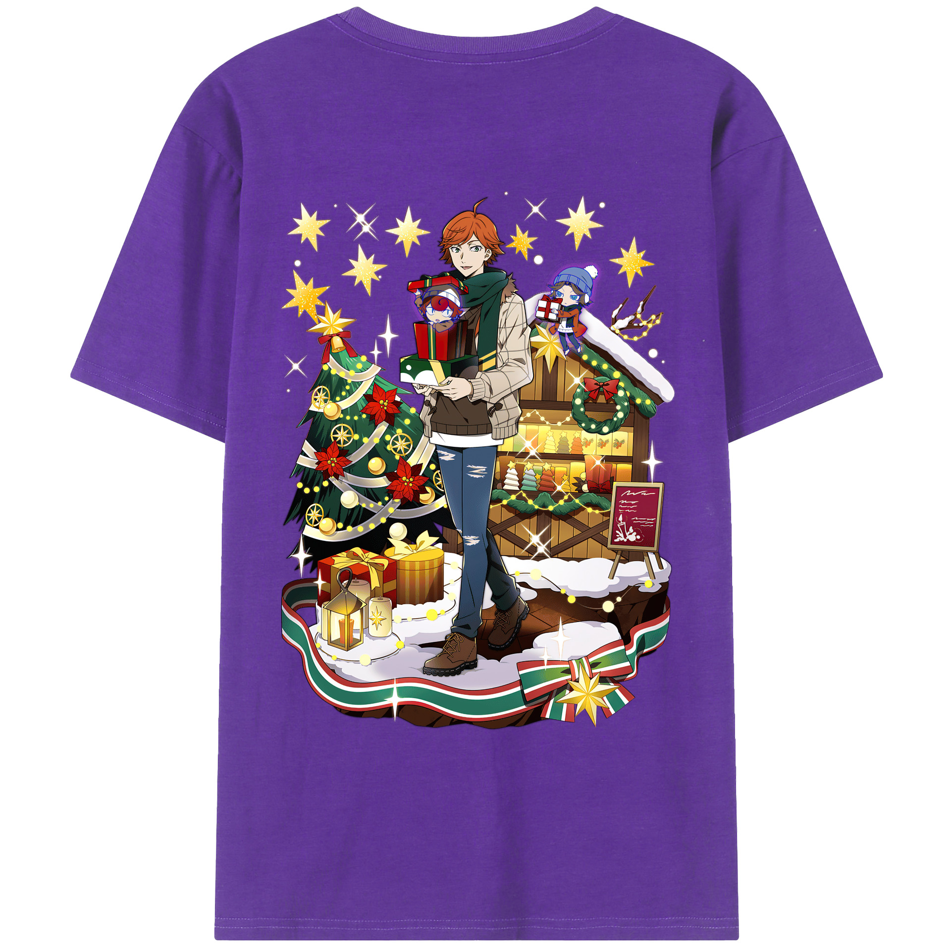 （画像用） 文豪ストレイドッグス Bungo Stray Dogs 綿100％ メンズ半袖Tシャツ（バックプリント） 通気性