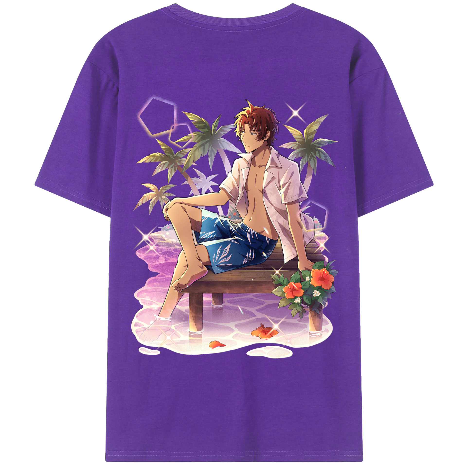 （画像用） 文豪ストレイドッグス Bungo Stray Dogs 綿100％ メンズ半袖Tシャツ（バックプリント） 通気性