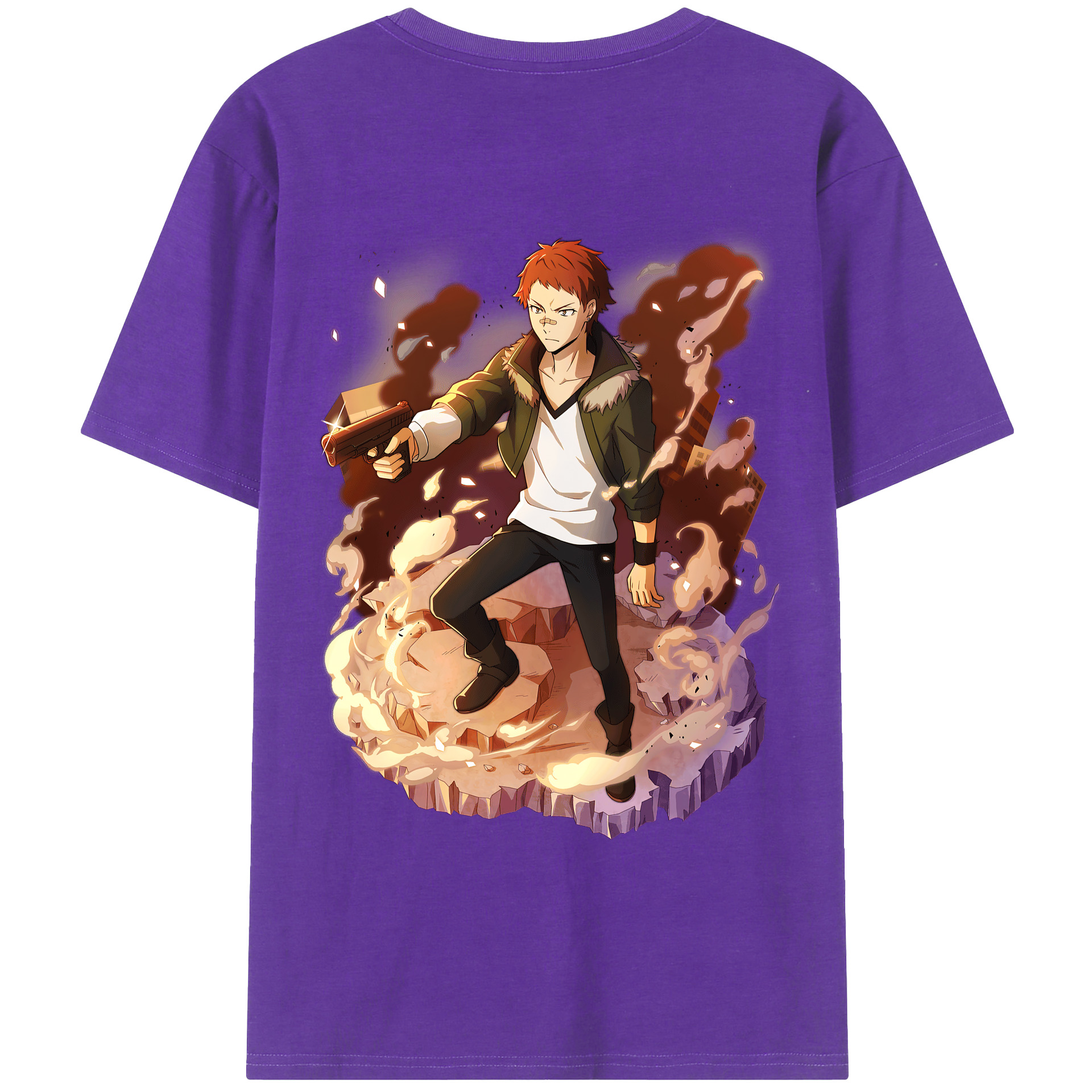 （画像用） 文豪ストレイドッグス Bungo Stray Dogs 綿100％ メンズ半袖Tシャツ（バックプリント） 通気性