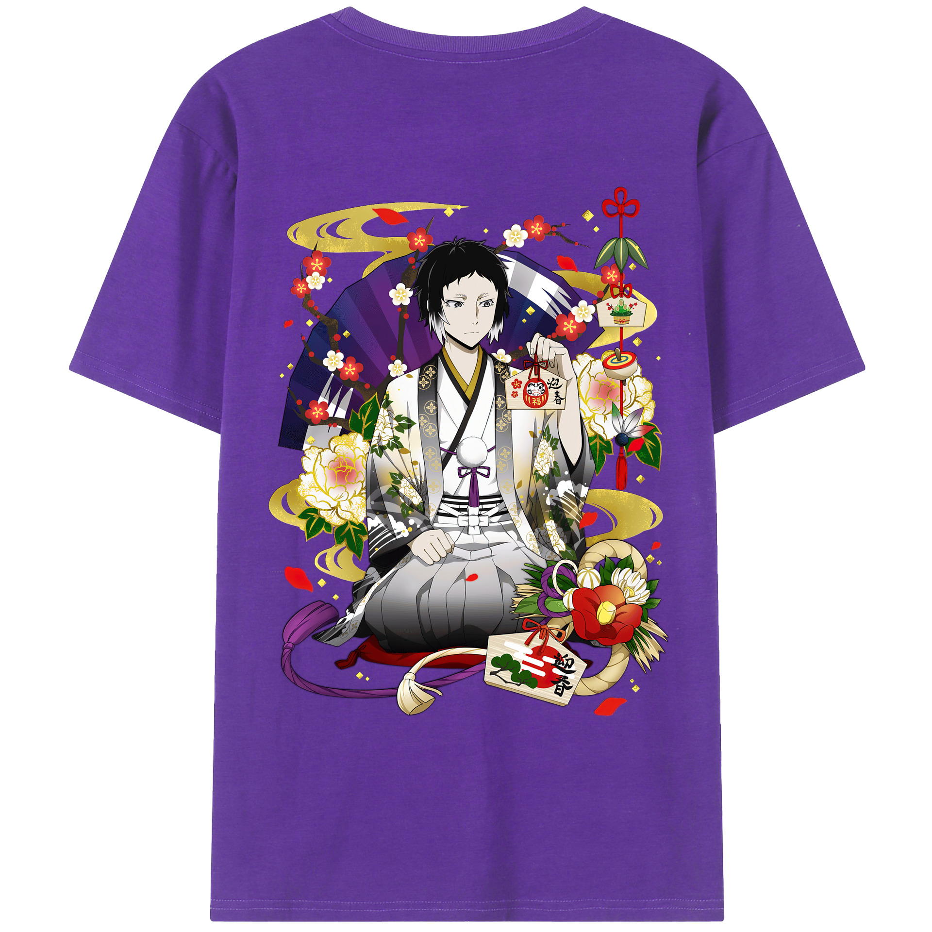 （画像用） 文豪ストレイドッグス Bungo Stray Dogs 綿100％ メンズ半袖Tシャツ（バックプリント） 通気性