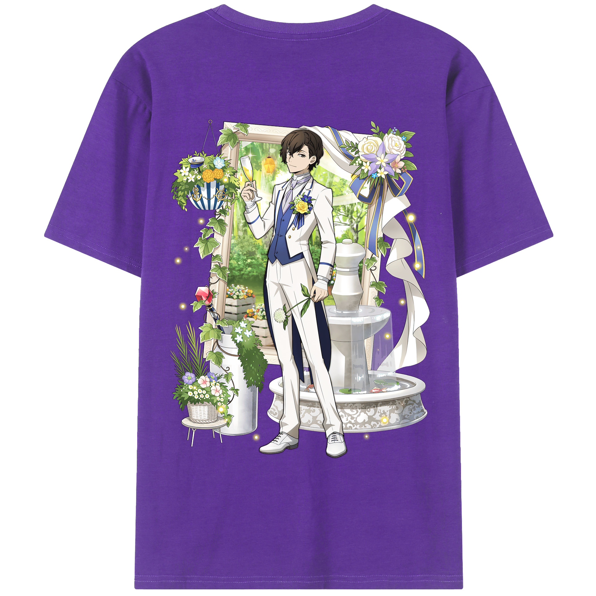 （画像用） 文豪ストレイドッグス Bungo Stray Dogs 綿100％ メンズ半袖Tシャツ（バックプリント） 通気性