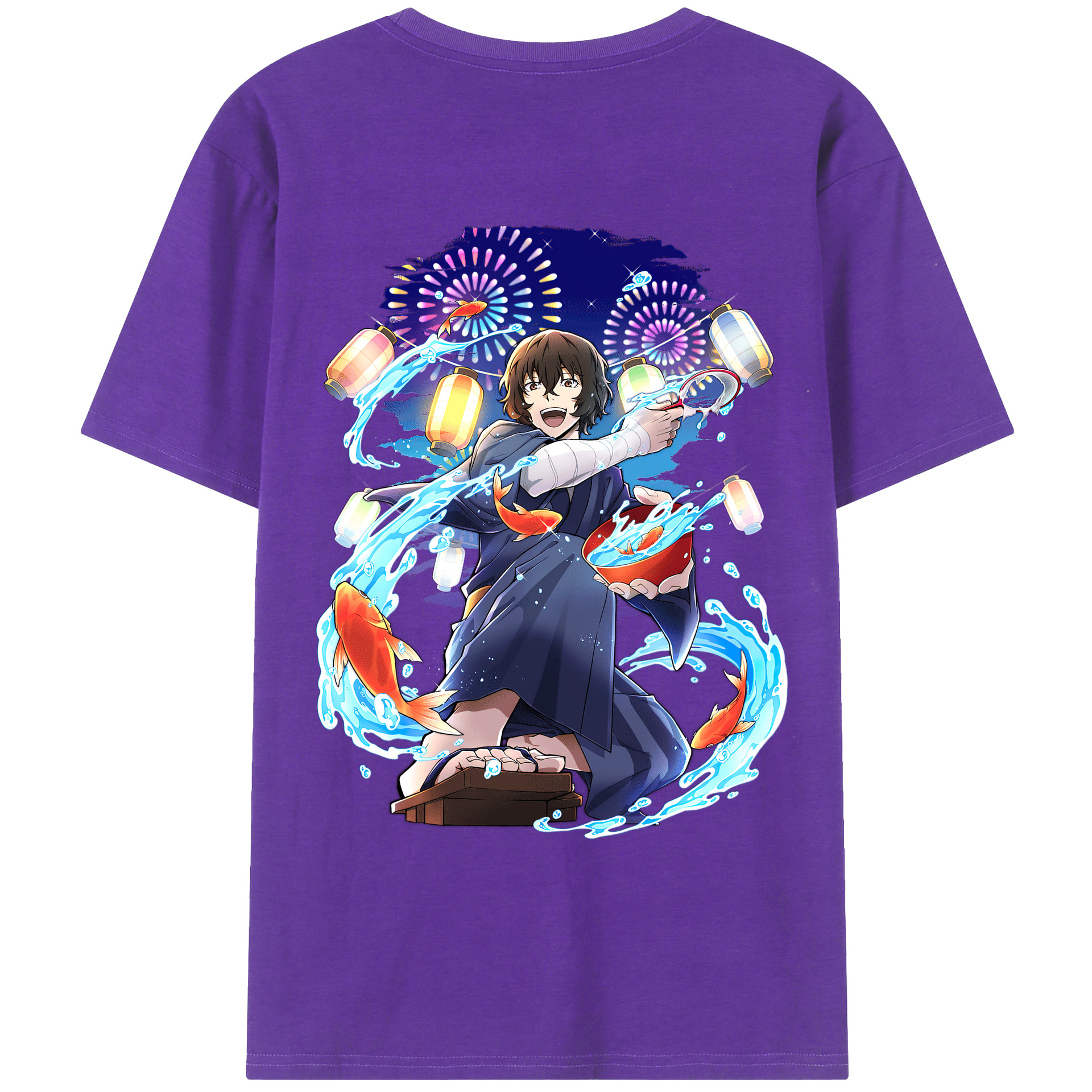 （画像用） 文豪ストレイドッグス Bungo Stray Dogs 綿100％ メンズ半袖Tシャツ（バックプリント） 通気性