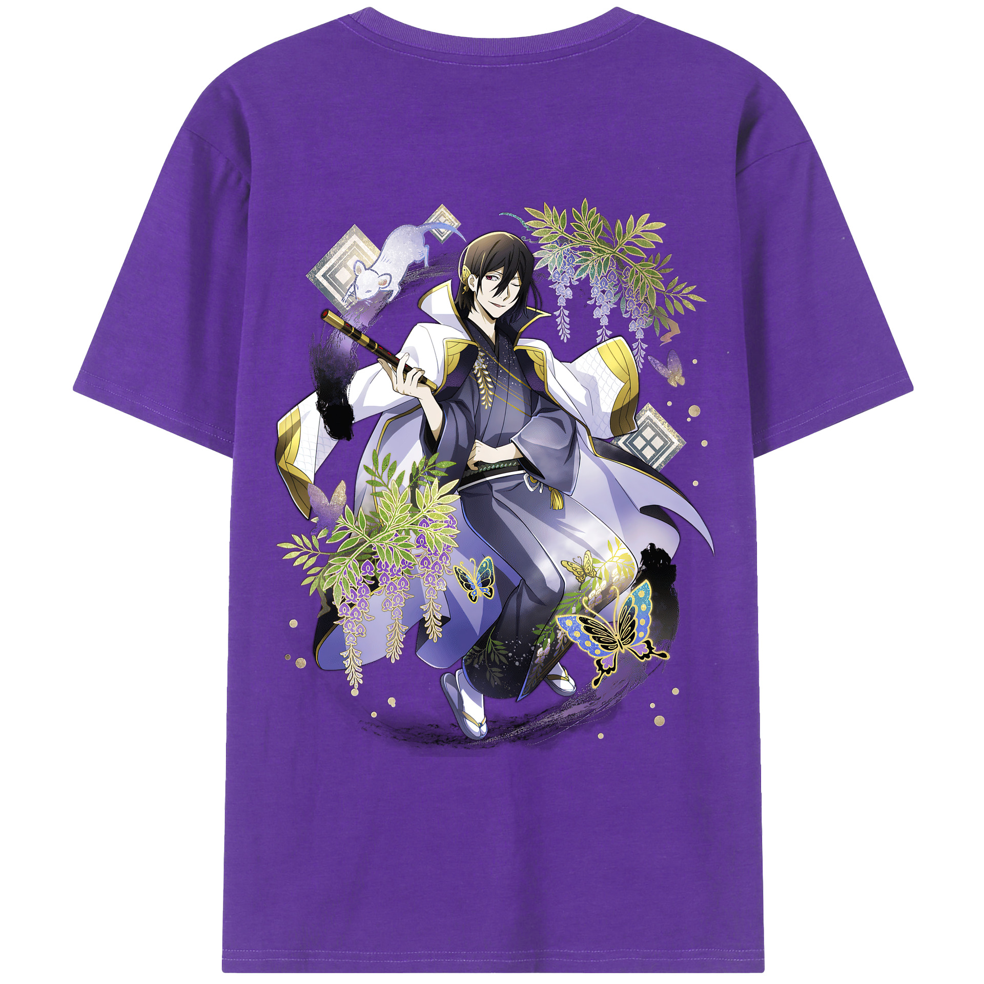 （画像用） 文豪ストレイドッグス Bungo Stray Dogs 綿100％ メンズ半袖Tシャツ（バックプリント） 通気性