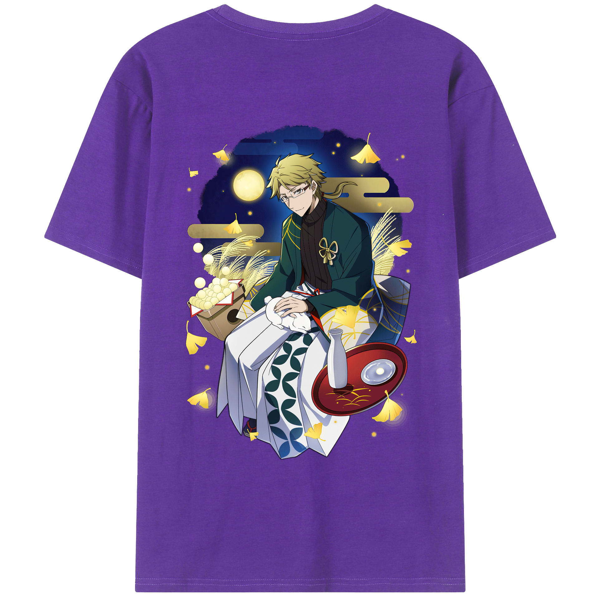 （画像用） 文豪ストレイドッグス Bungo Stray Dogs 綿100％ メンズ半袖Tシャツ（バックプリント） 通気性