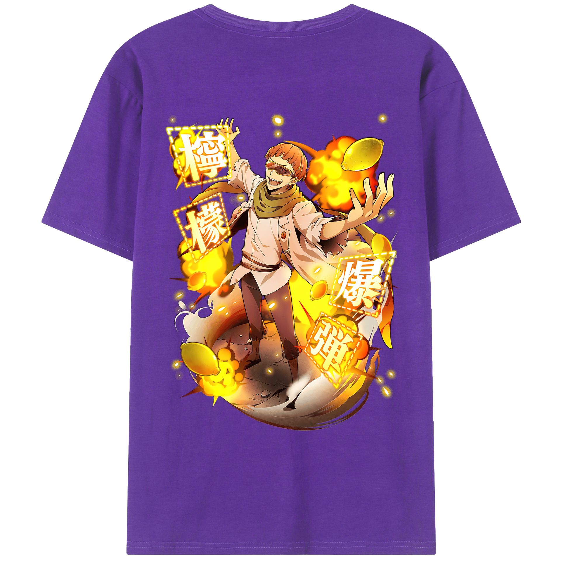 （画像用） 文豪ストレイドッグス Bungo Stray Dogs 綿100％ メンズ半袖Tシャツ（バックプリント） 通気性