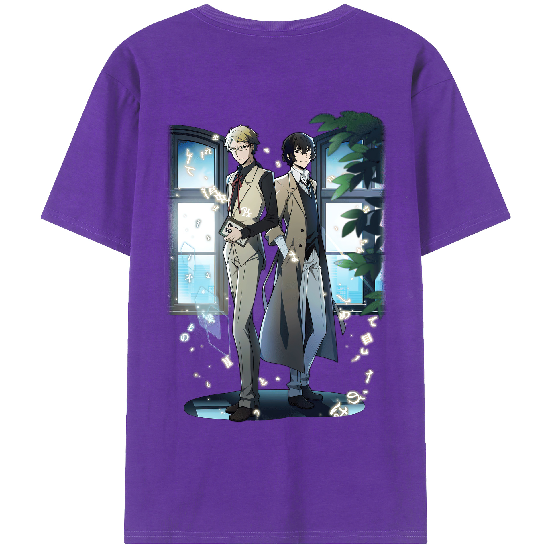 （画像用） 文豪ストレイドッグス Bungo Stray Dogs 綿100％ メンズ半袖Tシャツ（バックプリント） 通気性
