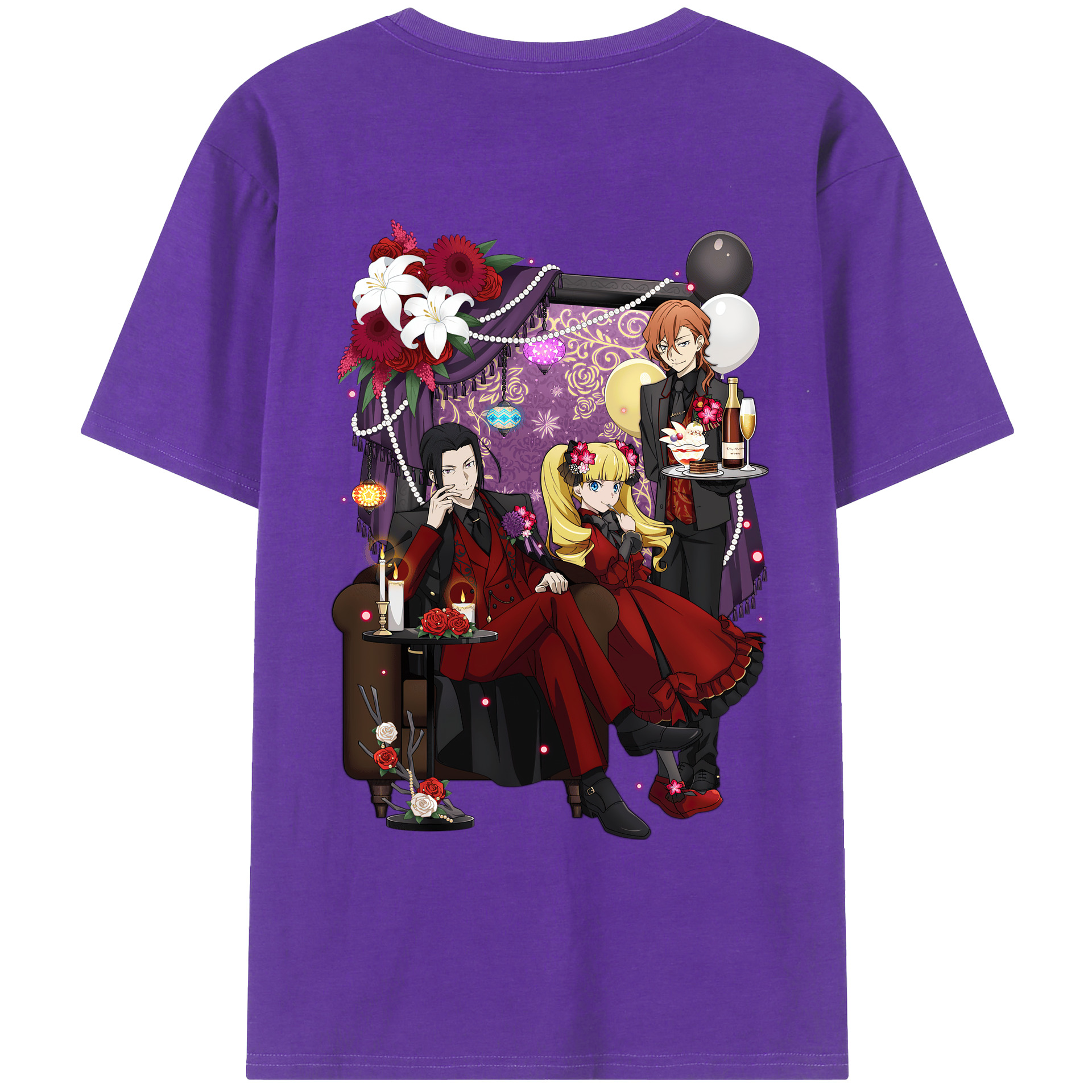 （画像用） 文豪ストレイドッグス Bungo Stray Dogs 綿100％ メンズ半袖Tシャツ（バックプリント） 通気性