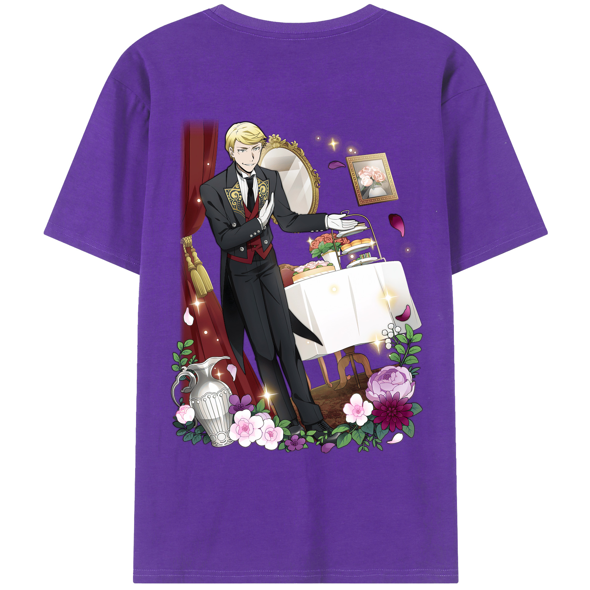 （画像用） 文豪ストレイドッグス Bungo Stray Dogs 綿100％ メンズ半袖Tシャツ（バックプリント） 通気性