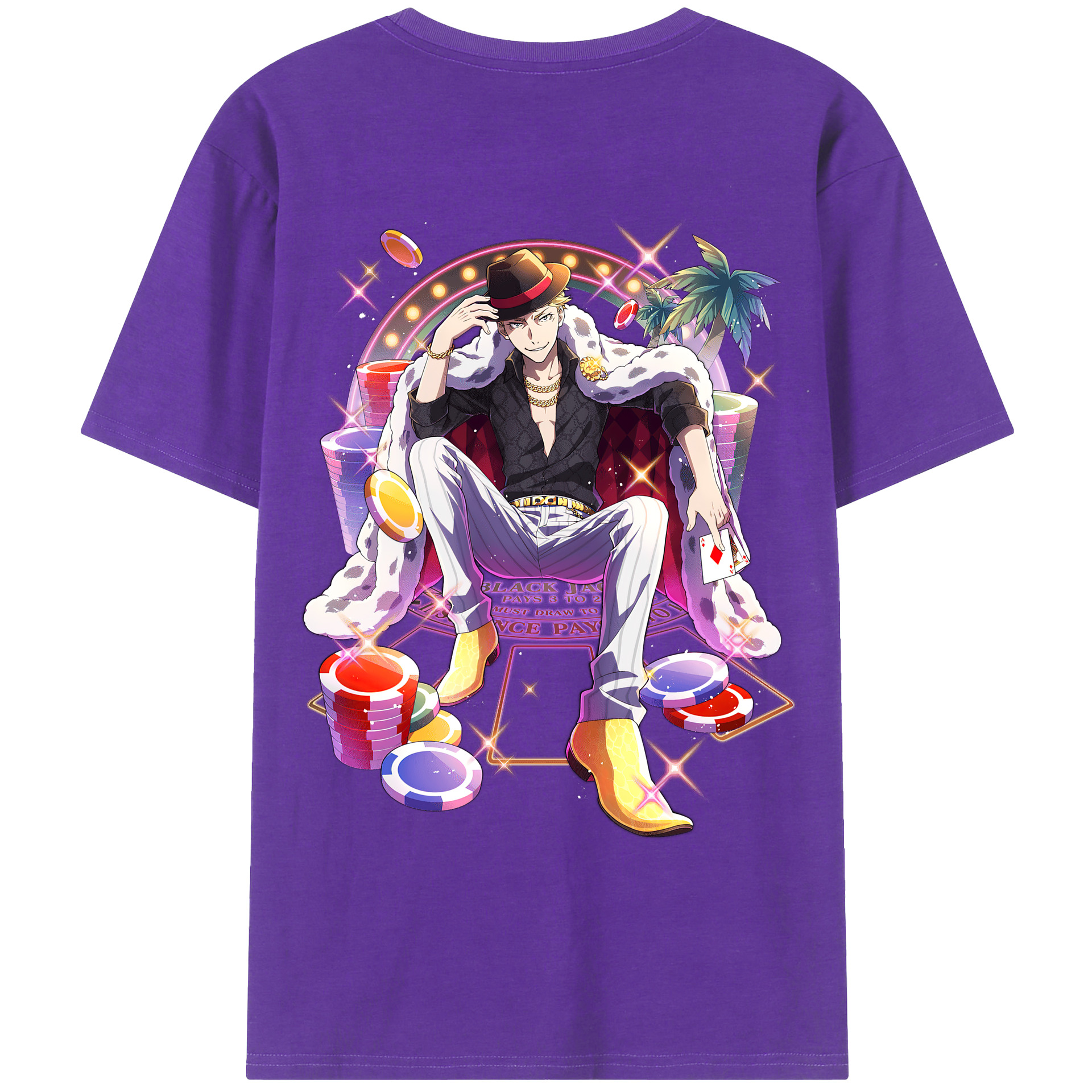 （画像用） 文豪ストレイドッグス Bungo Stray Dogs 綿100％ メンズ半袖Tシャツ（バックプリント） 通気性