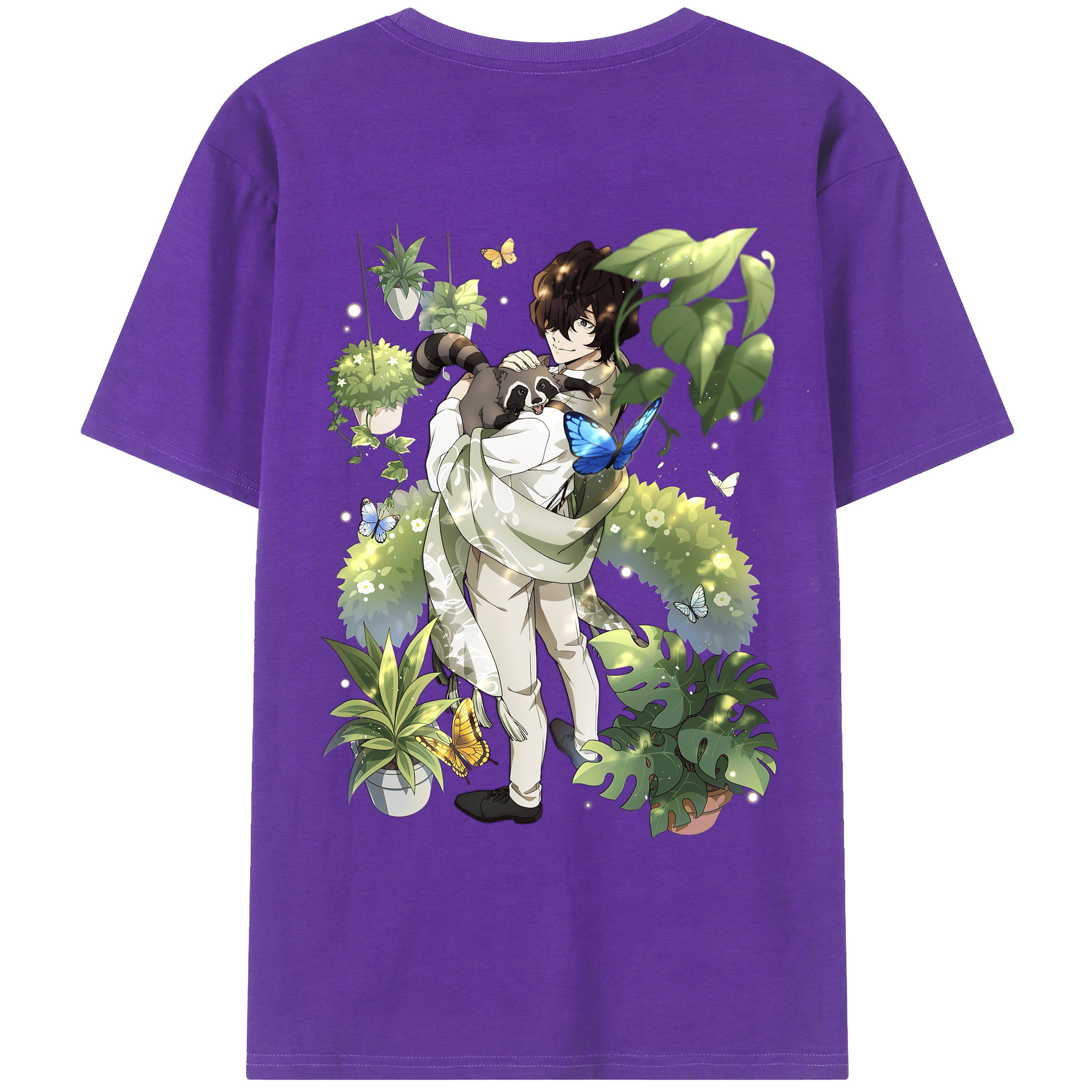 （画像用） 文豪ストレイドッグス Bungo Stray Dogs 綿100％ メンズ半袖Tシャツ（バックプリント） 通気性