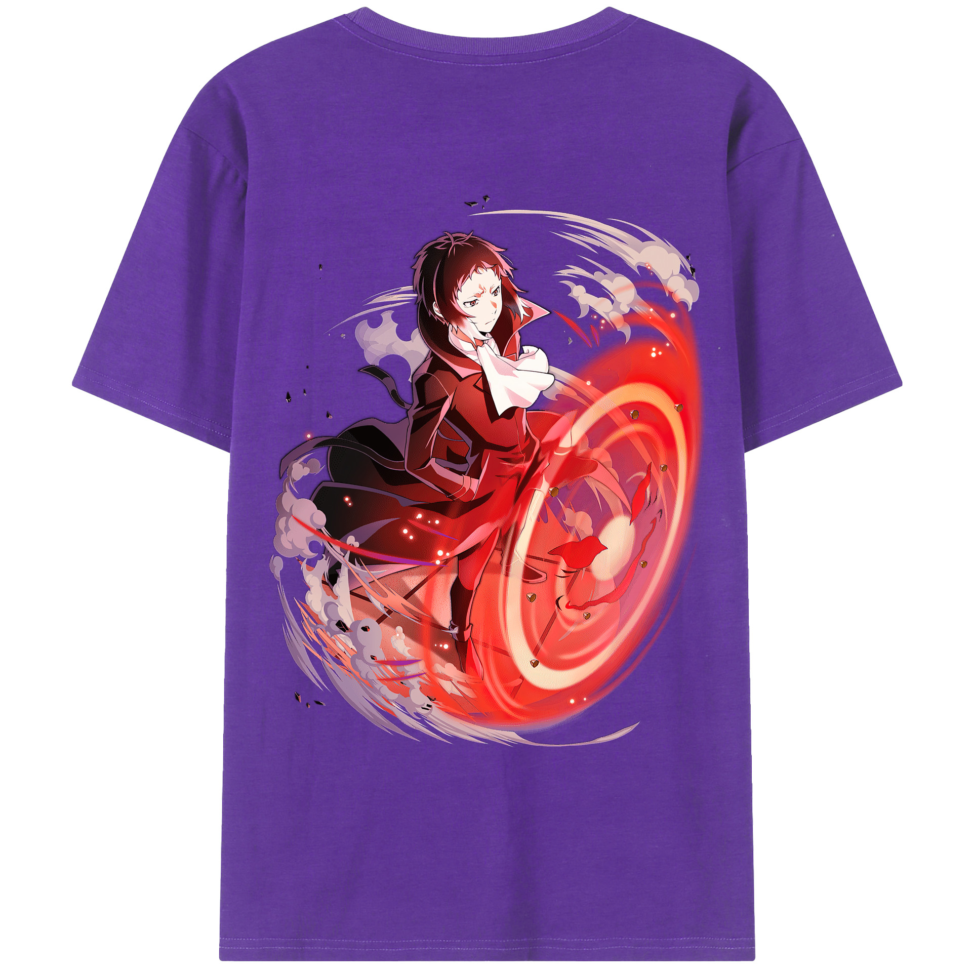 文豪ストレイドッグス Bungo Stray Dogs 綿100％ メンズ半袖Tシャツ（バックプリント） 通気性
