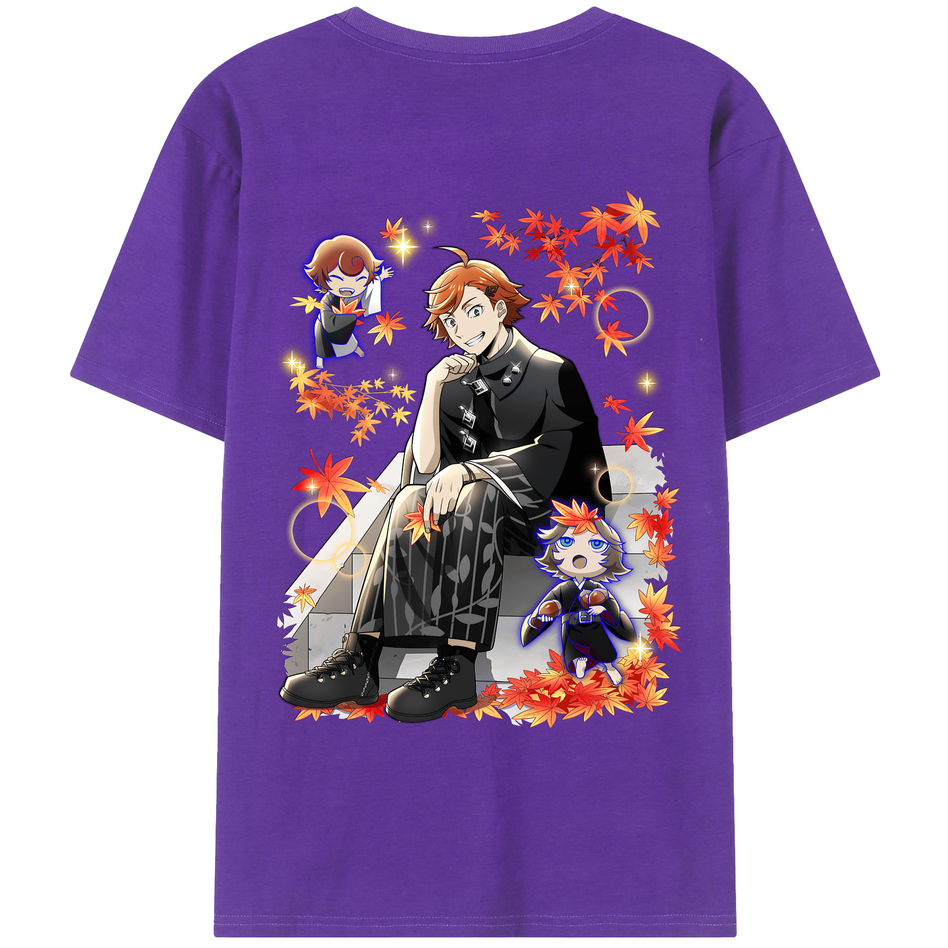 （画像用） 文豪ストレイドッグス Bungo Stray Dogs 綿100％ メンズ半袖Tシャツ（バックプリント） 通気性