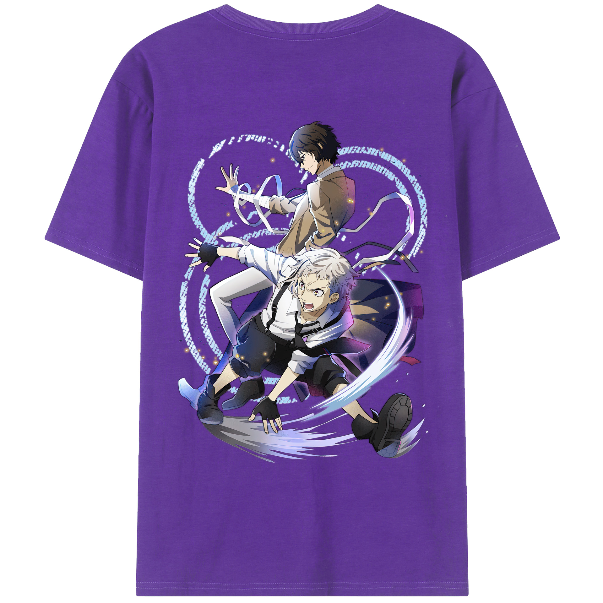 （画像用） 文豪ストレイドッグス Bungo Stray Dogs 綿100％ メンズ半袖Tシャツ（バックプリント） 通気性