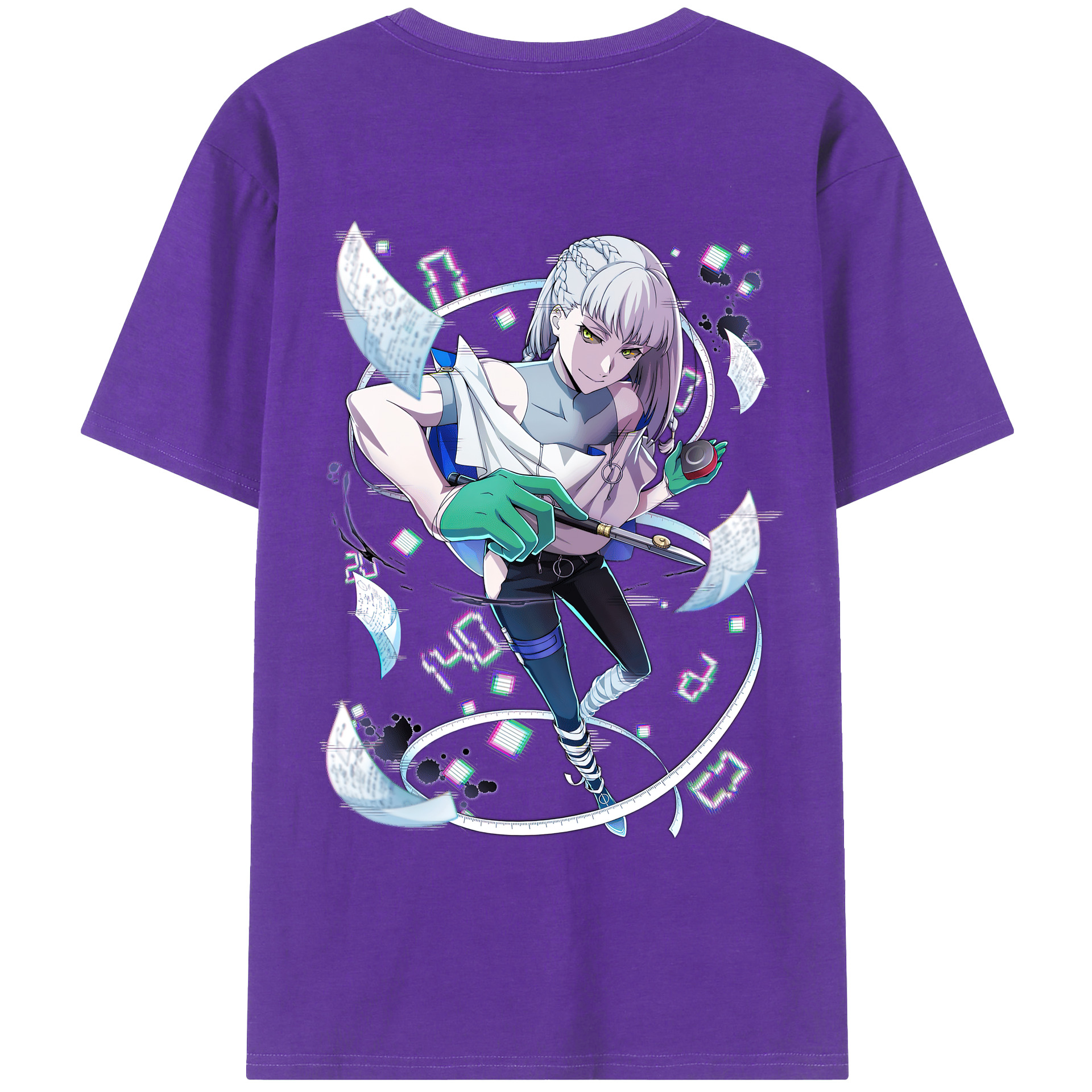 （画像用） 文豪ストレイドッグス Bungo Stray Dogs 綿100％ メンズ半袖Tシャツ（バックプリント） 通気性