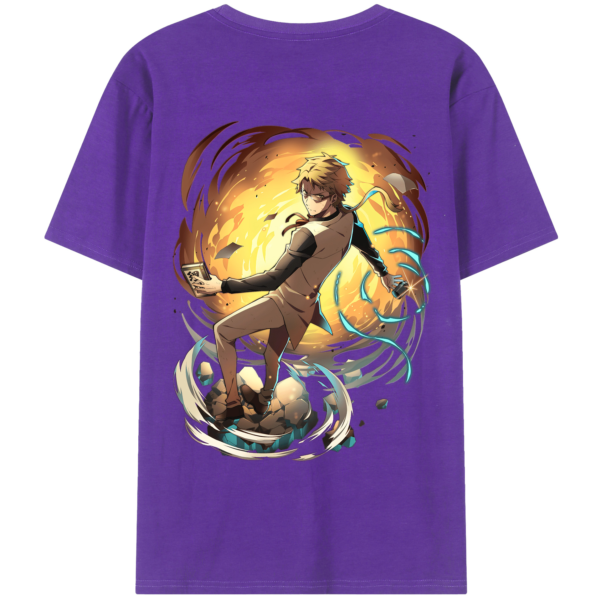 （画像用） 文豪ストレイドッグス Bungo Stray Dogs 綿100％ メンズ半袖Tシャツ（バックプリント） 通気性