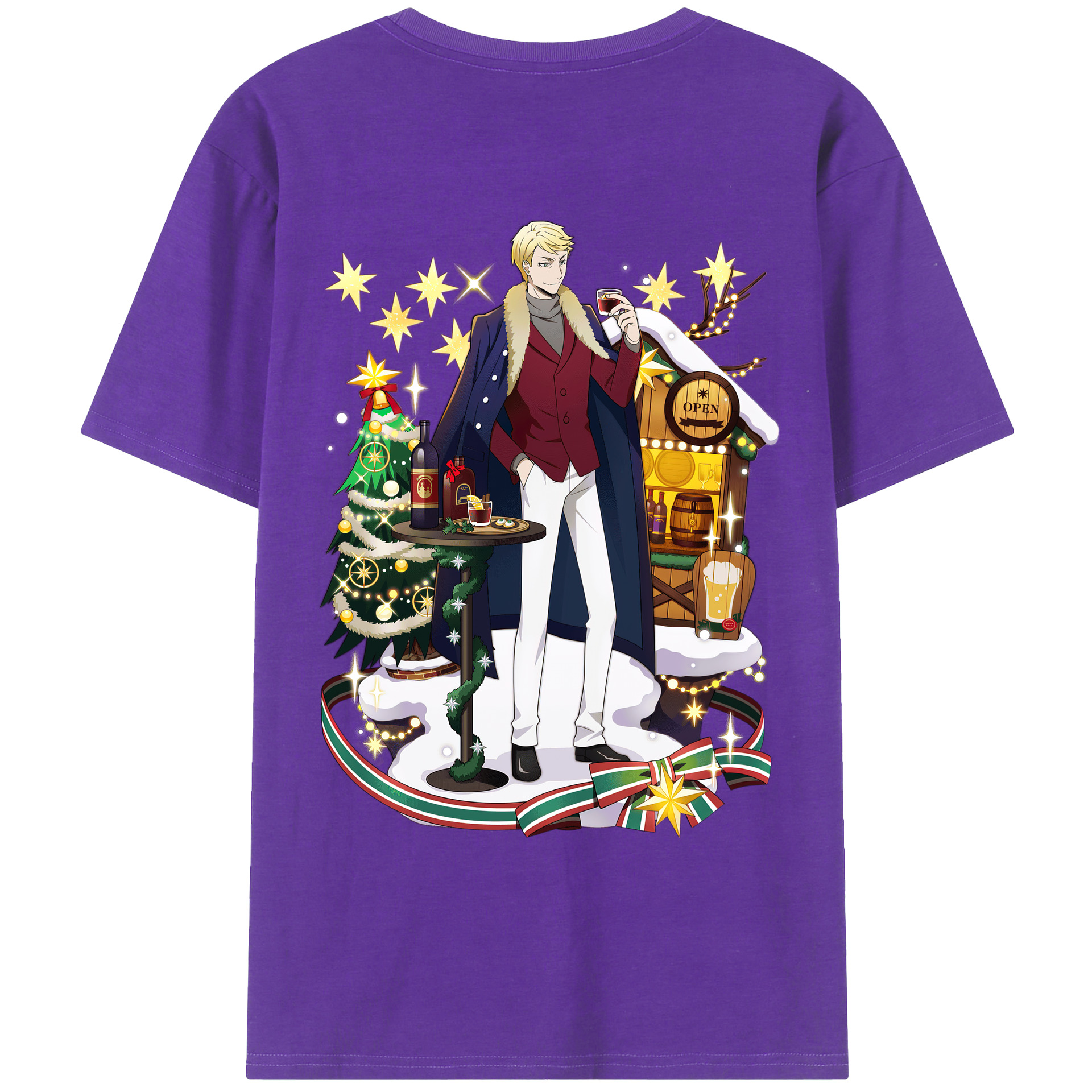 （画像用） 文豪ストレイドッグス Bungo Stray Dogs 綿100％ メンズ半袖Tシャツ（バックプリント） 通気性