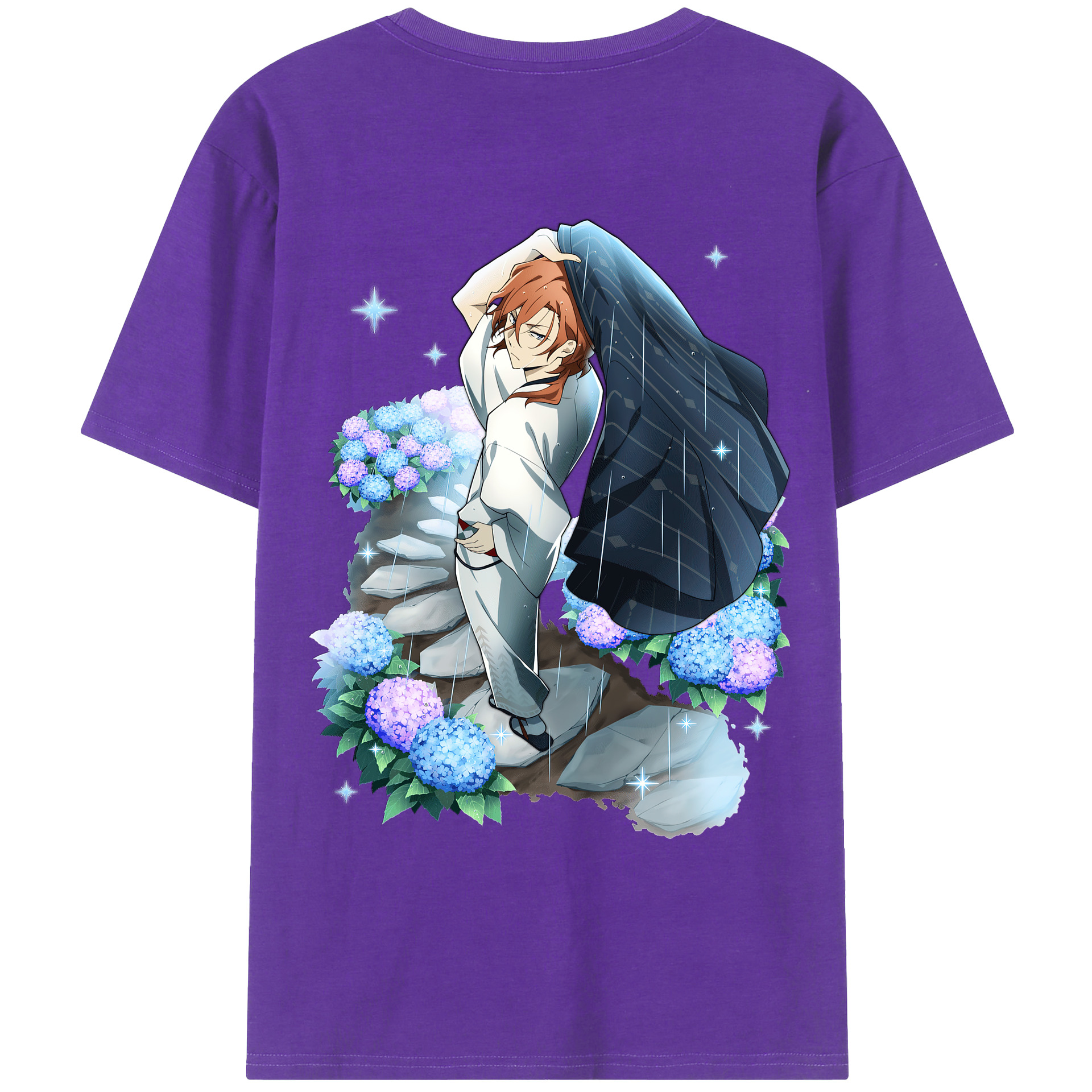 （画像用） 文豪ストレイドッグス Bungo Stray Dogs 綿100％ メンズ半袖Tシャツ（バックプリント） 通気性