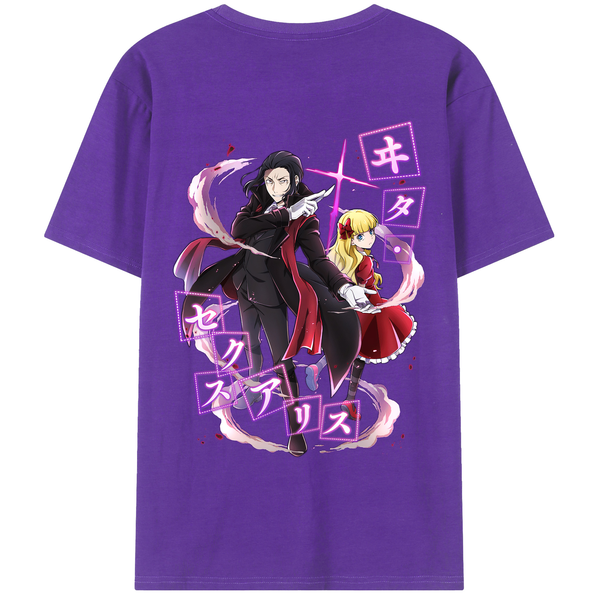 （画像用） 文豪ストレイドッグス Bungo Stray Dogs 綿100％ メンズ半袖Tシャツ（バックプリント） 通気性