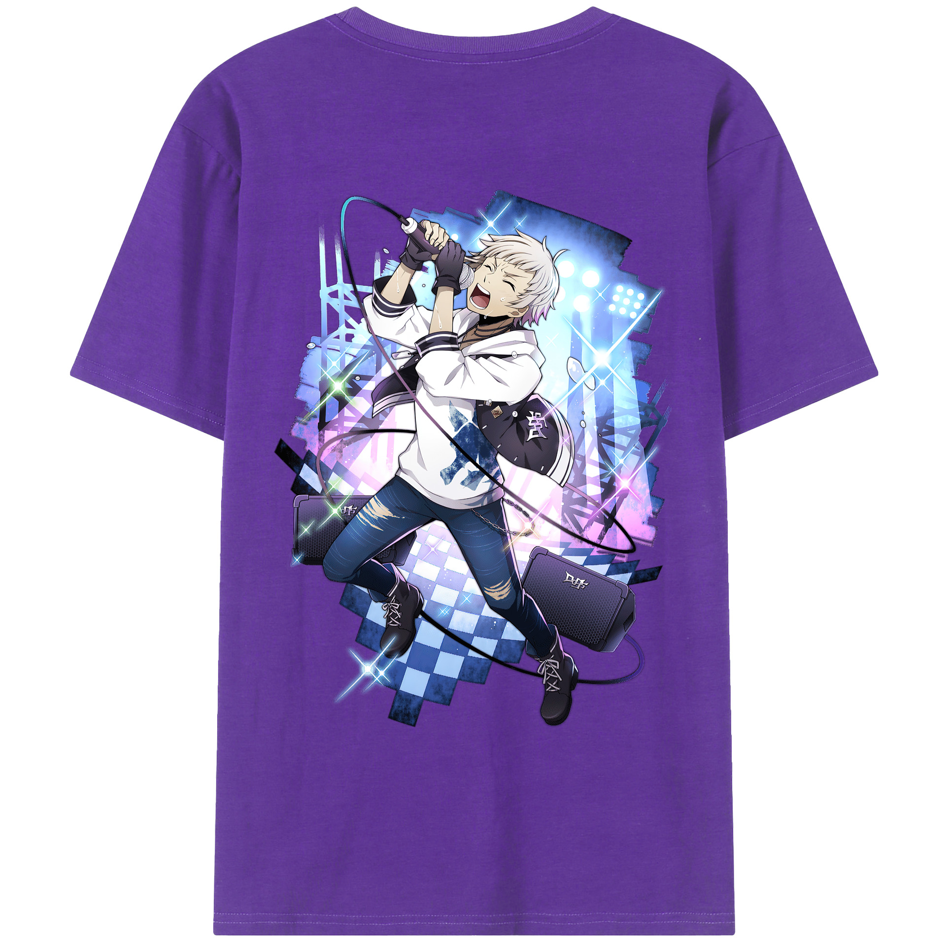 （画像用） 文豪ストレイドッグス Bungo Stray Dogs 綿100％ メンズ半袖Tシャツ（バックプリント） 通気性