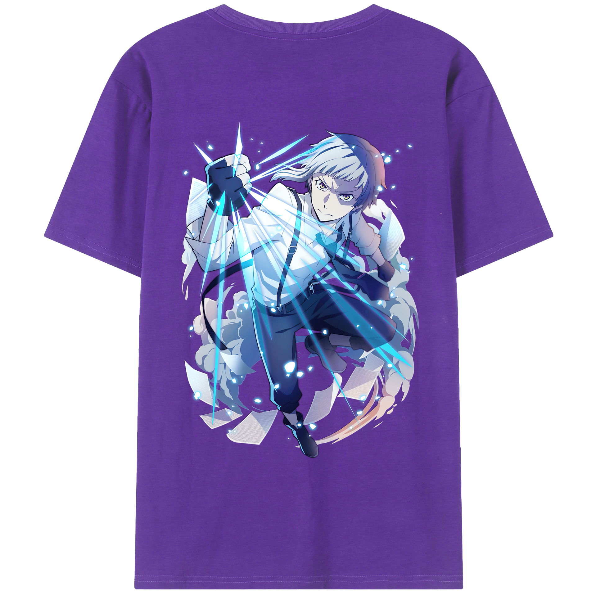 （画像用） 文豪ストレイドッグス Bungo Stray Dogs 綿100％ メンズ半袖Tシャツ（バックプリント） 通気性