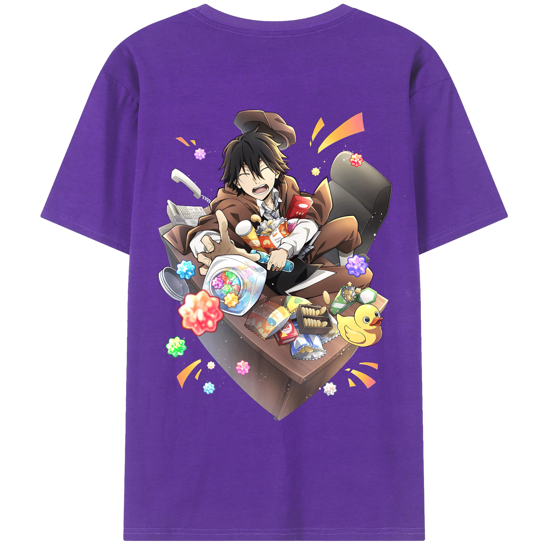 （画像用） 文豪ストレイドッグス Bungo Stray Dogs 綿100％ メンズ半袖Tシャツ（バックプリント） 通気性