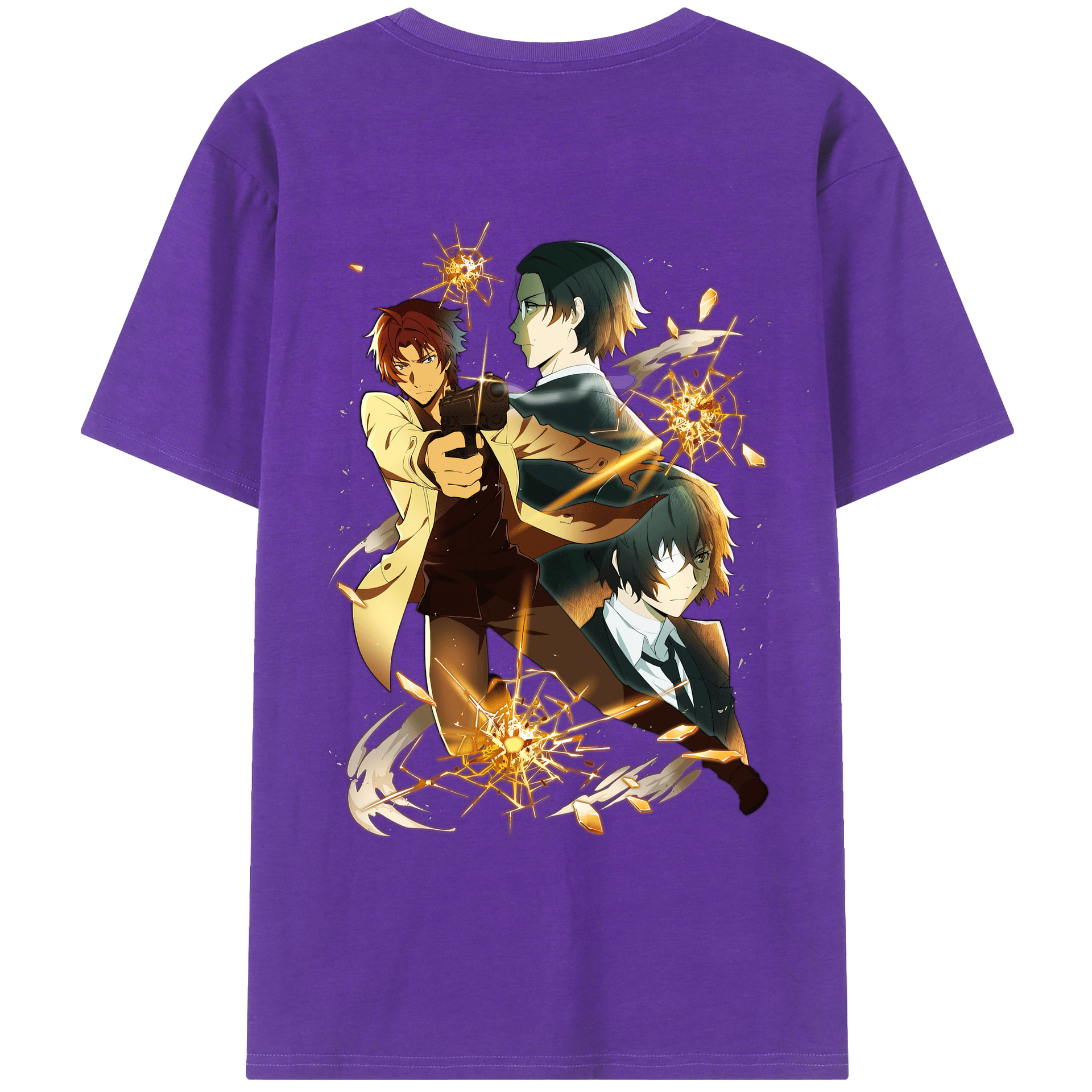 （画像用） 文豪ストレイドッグス Bungo Stray Dogs 綿100％ メンズ半袖Tシャツ（バックプリント） 通気性