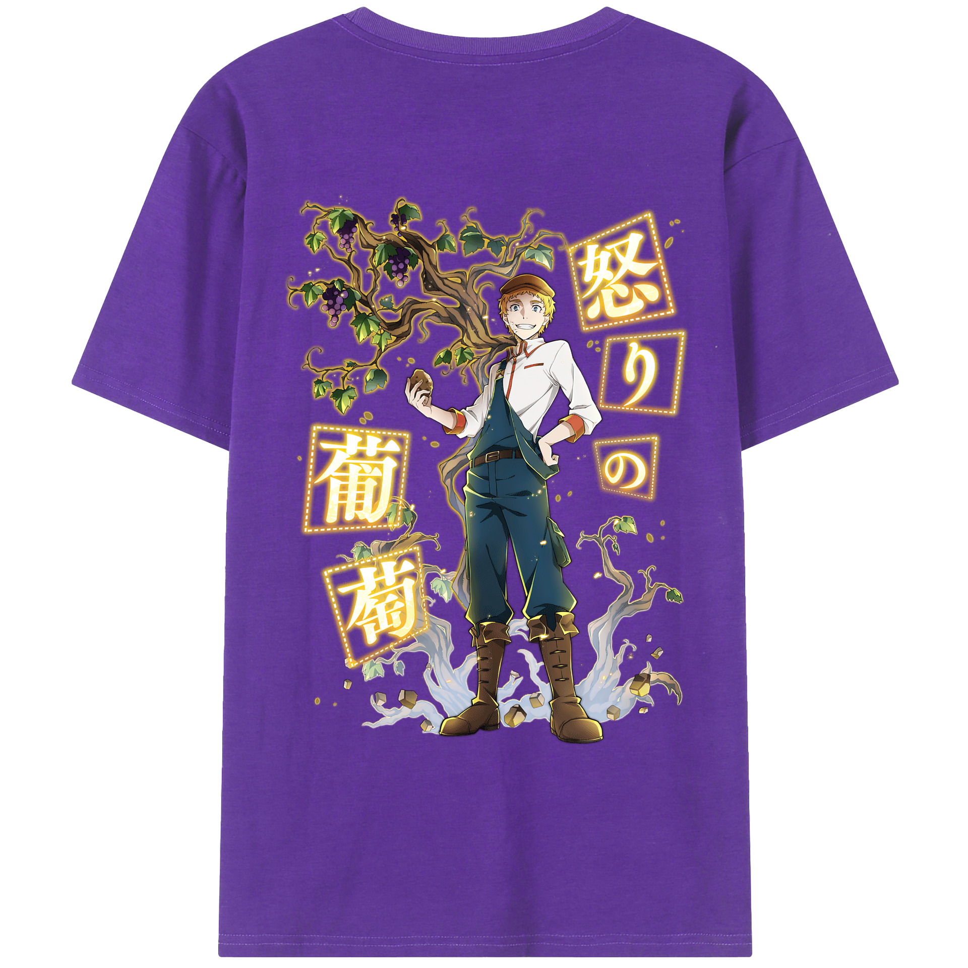 （画像用） 文豪ストレイドッグス Bungo Stray Dogs 綿100％ メンズ半袖Tシャツ（バックプリント） 通気性