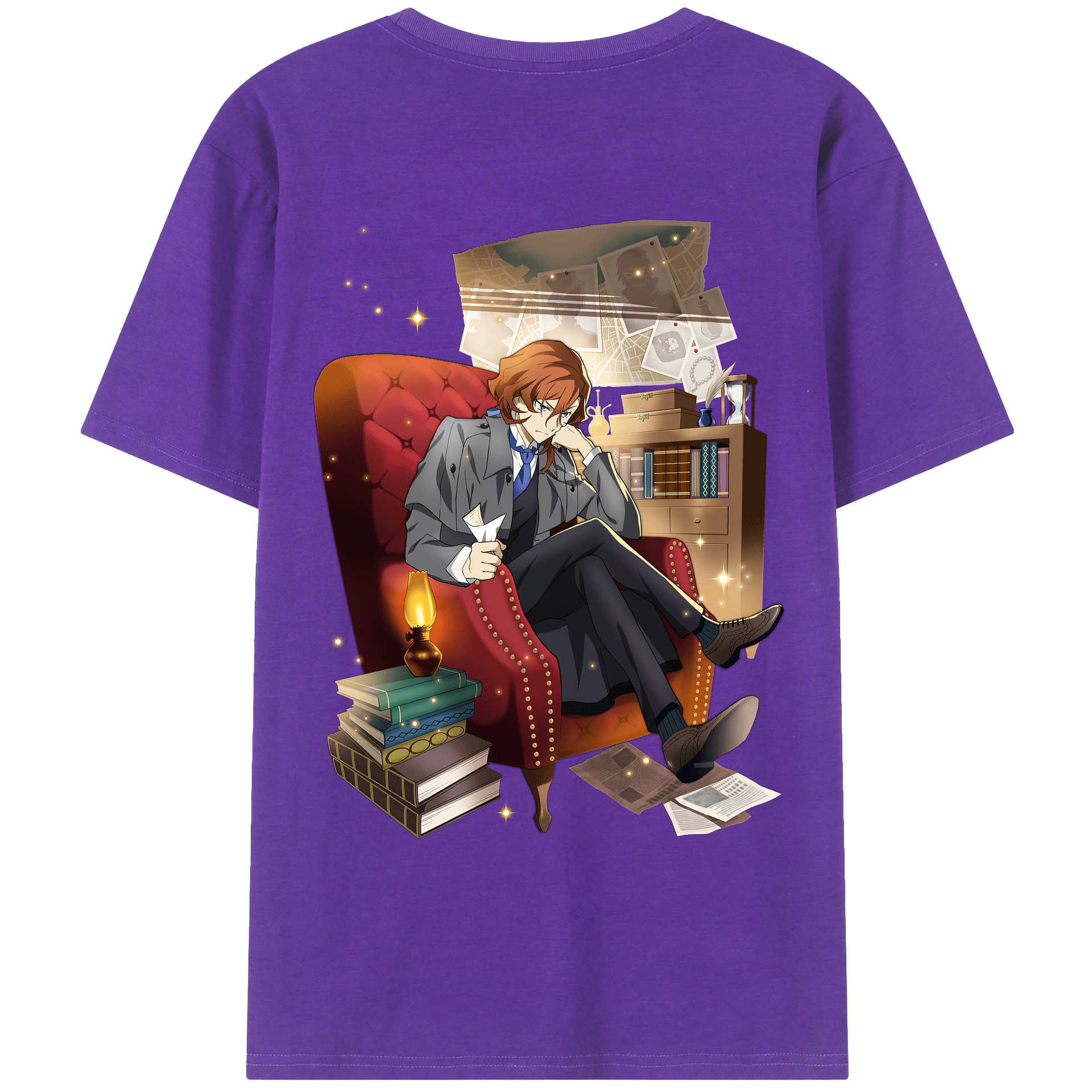 （画像用） 文豪ストレイドッグス Bungo Stray Dogs 綿100％ メンズ半袖Tシャツ（バックプリント） 通気性