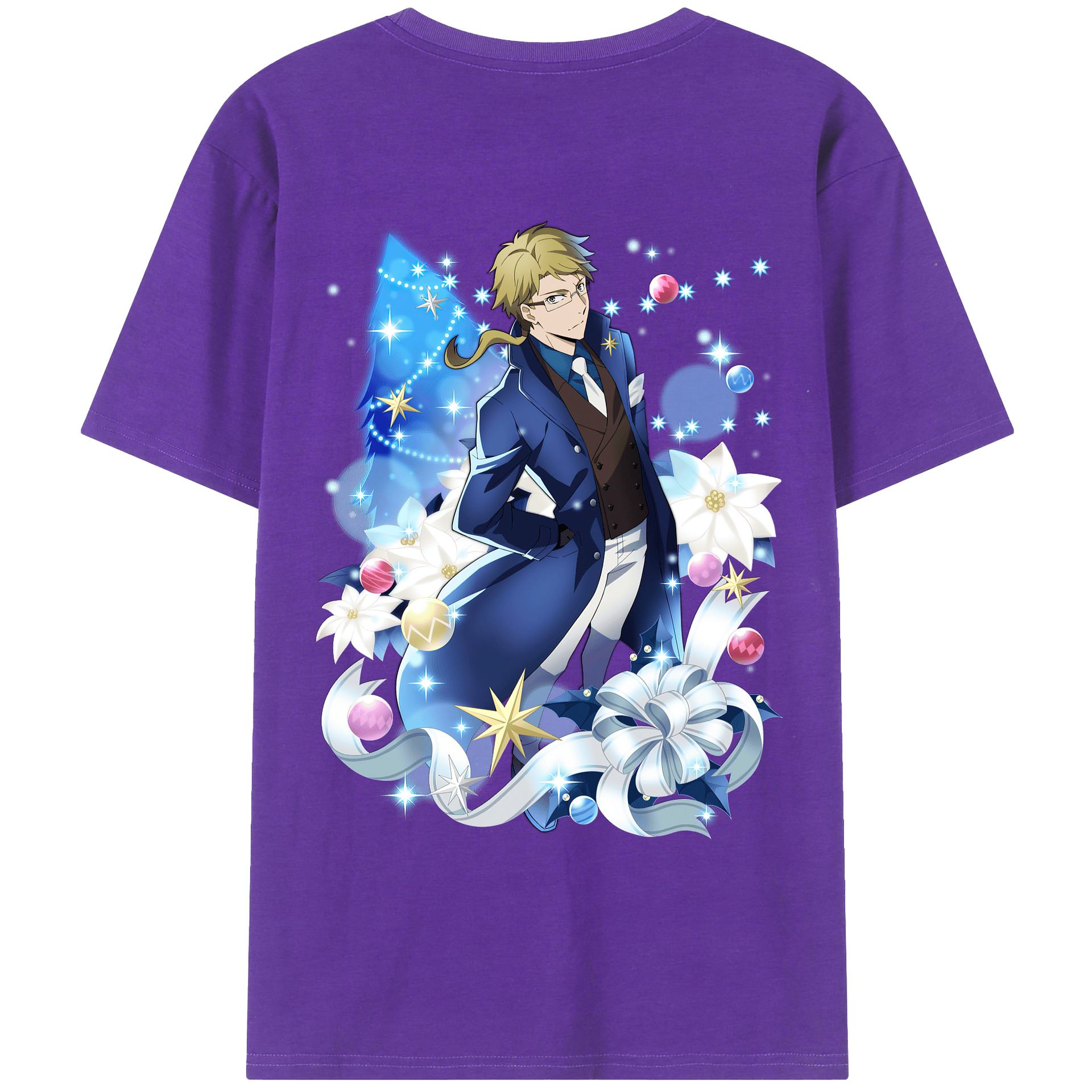 （画像用） 文豪ストレイドッグス Bungo Stray Dogs 綿100％ メンズ半袖Tシャツ（バックプリント） 通気性