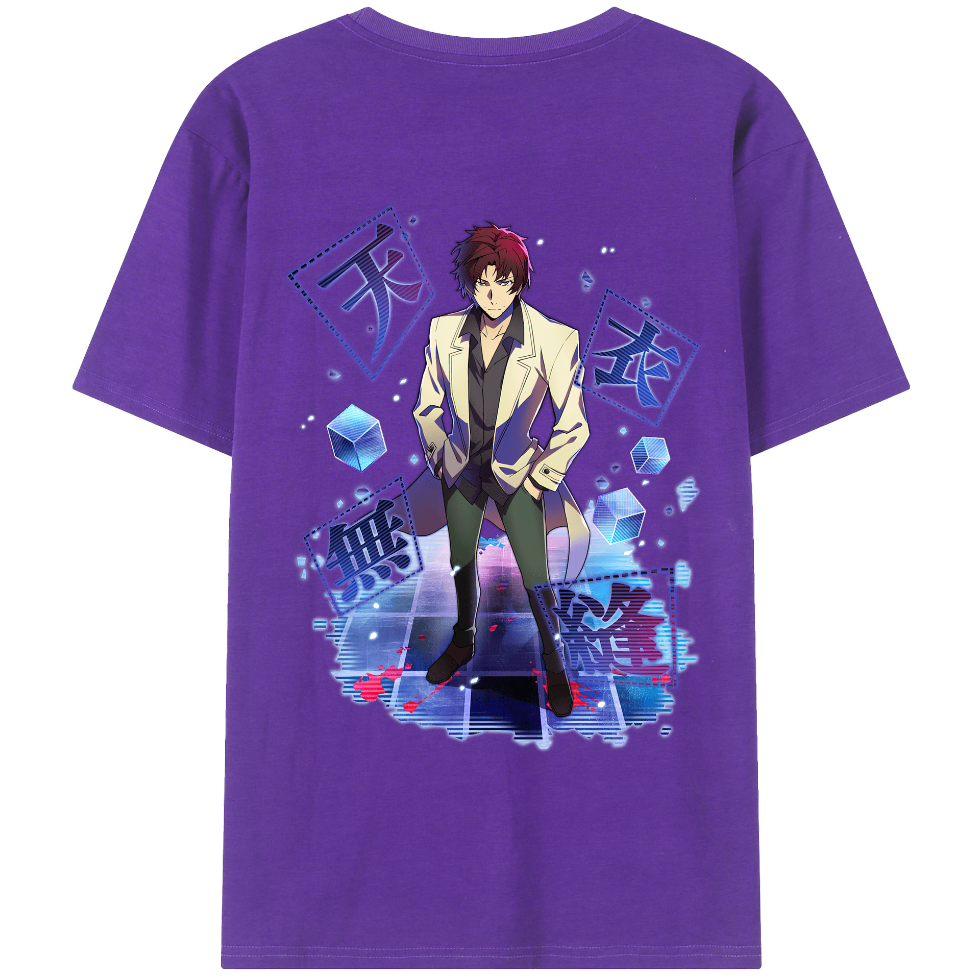 （画像用） 文豪ストレイドッグス Bungo Stray Dogs 綿100％ メンズ半袖Tシャツ（バックプリント） 通気性