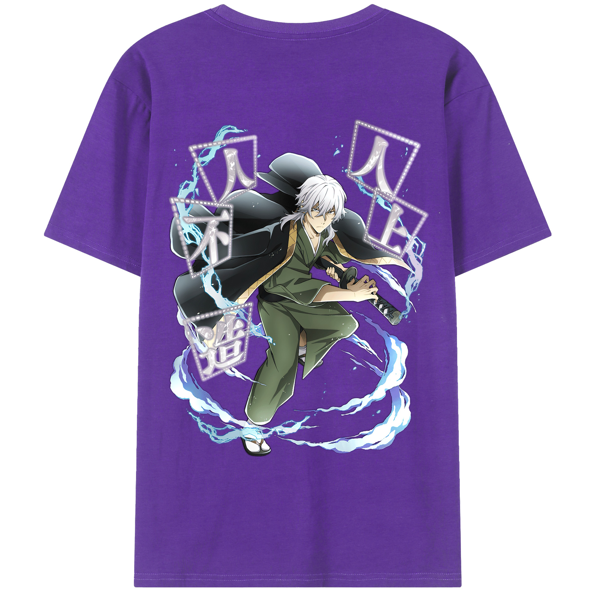 （画像用） 文豪ストレイドッグス Bungo Stray Dogs 綿100％ メンズ半袖Tシャツ（バックプリント） 通気性
