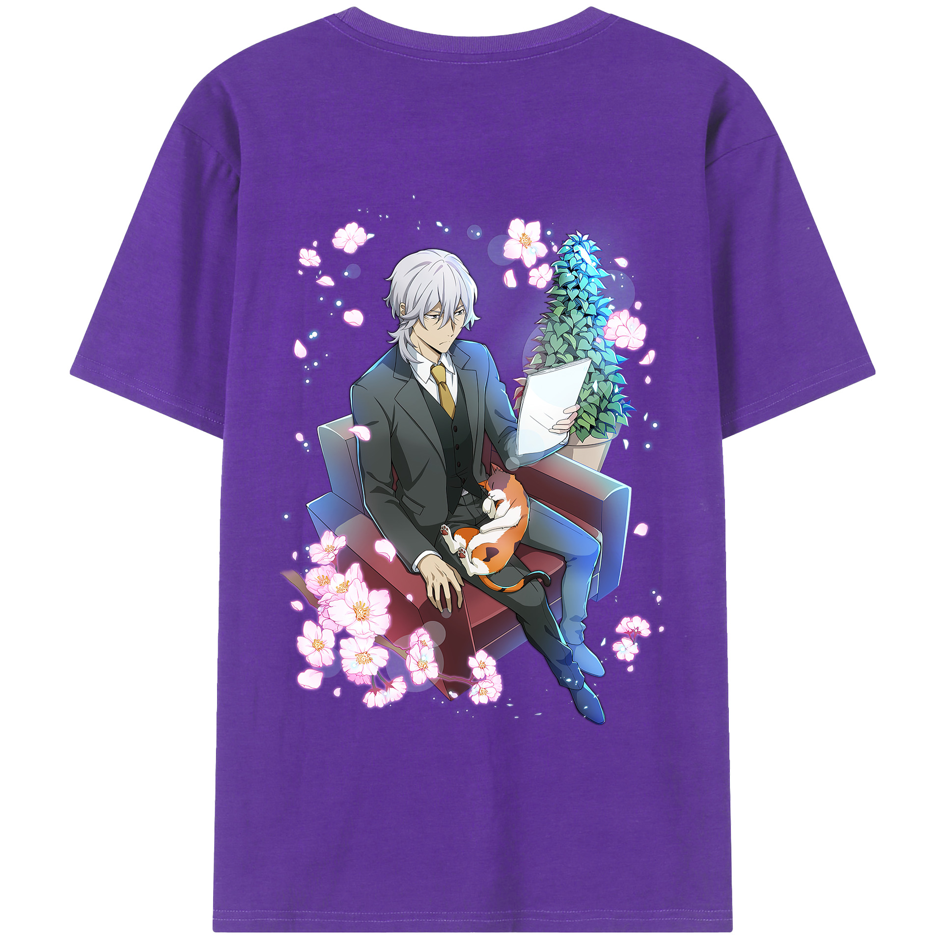 （画像用） 文豪ストレイドッグス Bungo Stray Dogs 綿100％ メンズ半袖Tシャツ（バックプリント） 通気性