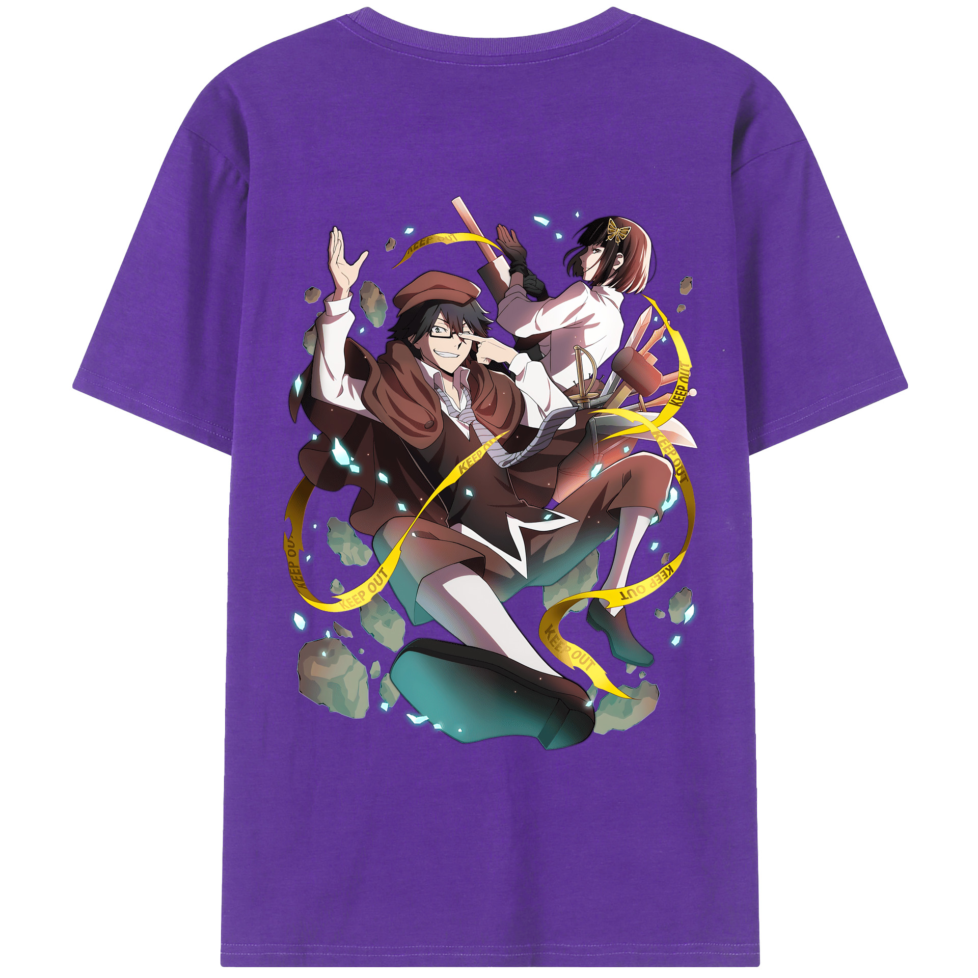（画像用） 文豪ストレイドッグス Bungo Stray Dogs 綿100％ メンズ半袖Tシャツ（バックプリント） 通気性