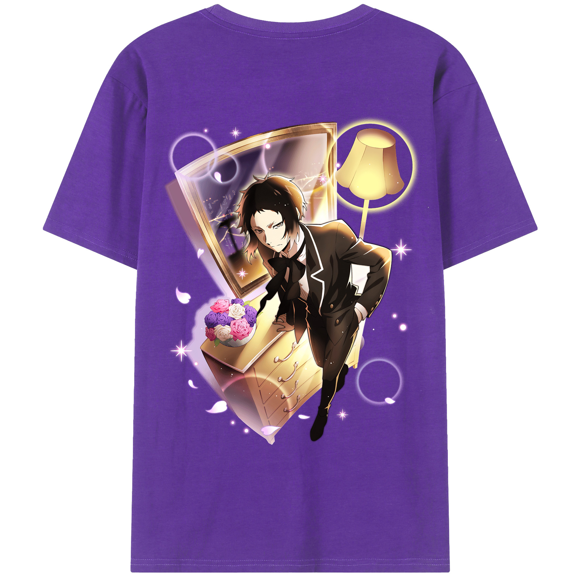 （画像用） 文豪ストレイドッグス Bungo Stray Dogs 綿100％ メンズ半袖Tシャツ（バックプリント） 通気性