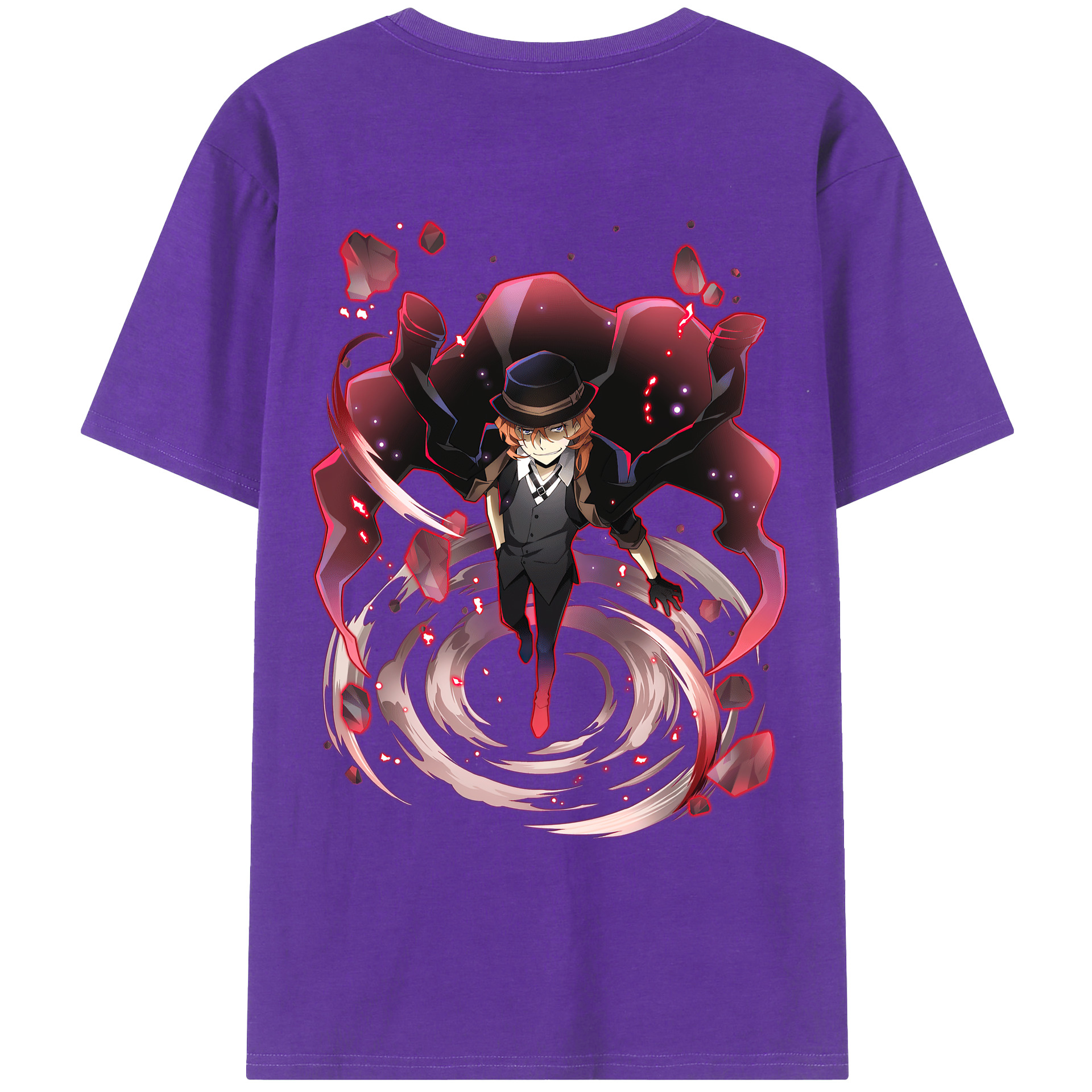 （画像用） 文豪ストレイドッグス Bungo Stray Dogs 綿100％ メンズ半袖Tシャツ（バックプリント） 通気性