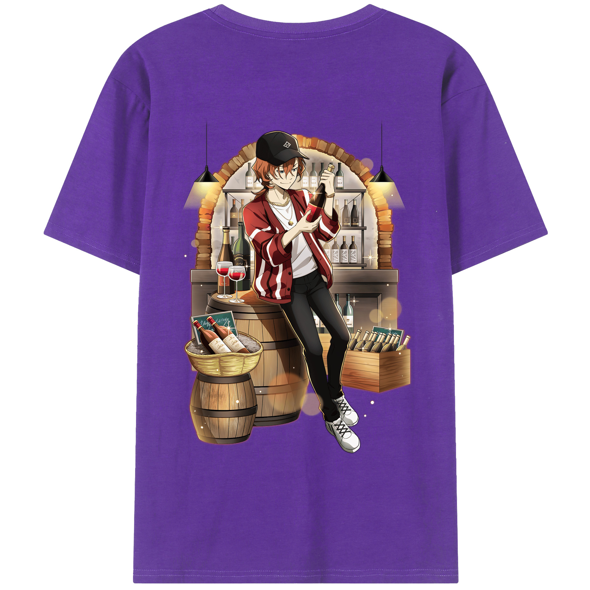 （画像用） 文豪ストレイドッグス Bungo Stray Dogs 綿100％ メンズ半袖Tシャツ（バックプリント） 通気性