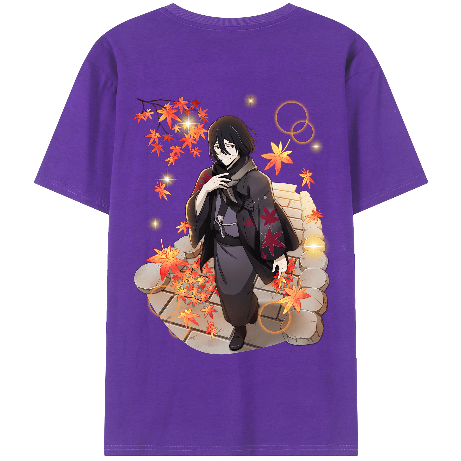 （画像用） 文豪ストレイドッグス Bungo Stray Dogs 綿100％ メンズ半袖Tシャツ（バックプリント） 通気性