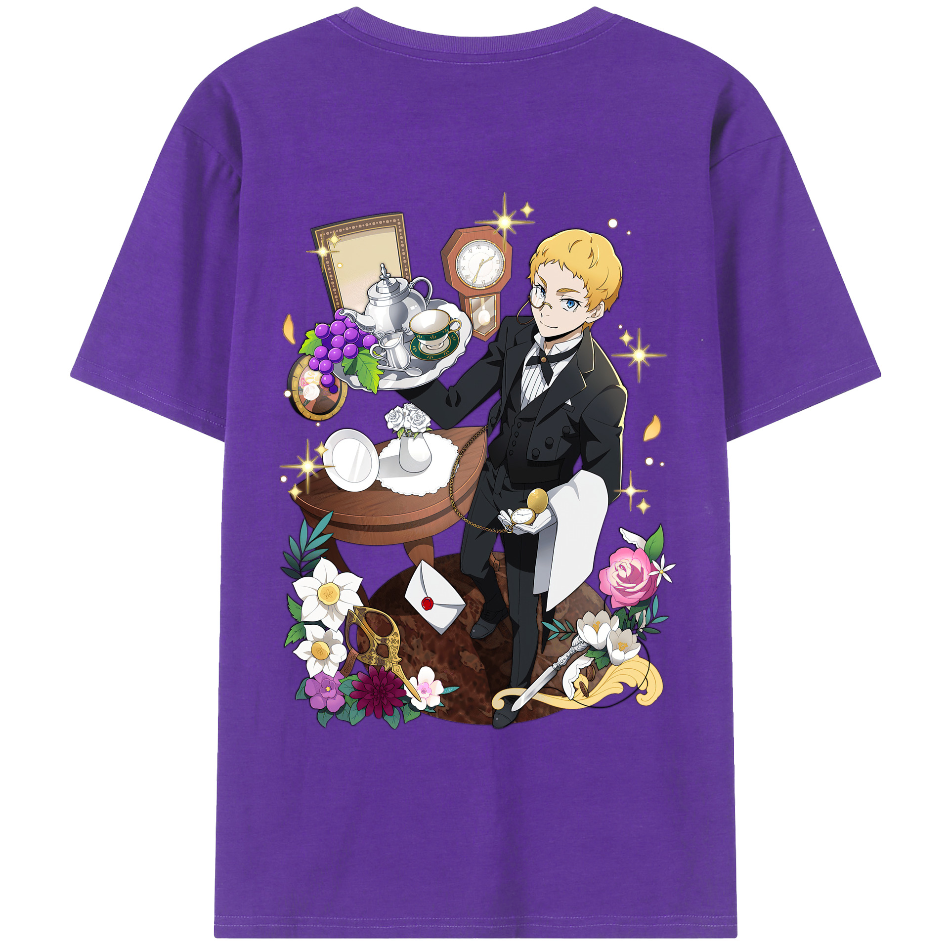 （画像用） 文豪ストレイドッグス Bungo Stray Dogs 綿100％ メンズ半袖Tシャツ（バックプリント） 通気性