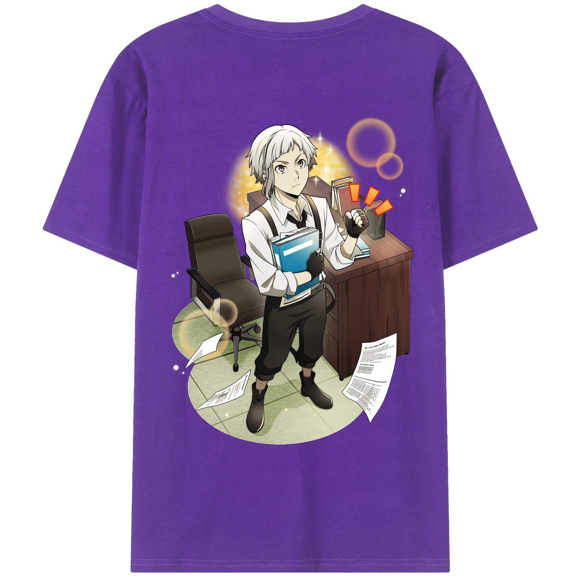 （画像用） 文豪ストレイドッグス Bungo Stray Dogs 綿100％ メンズ半袖Tシャツ（バックプリント） 通気性