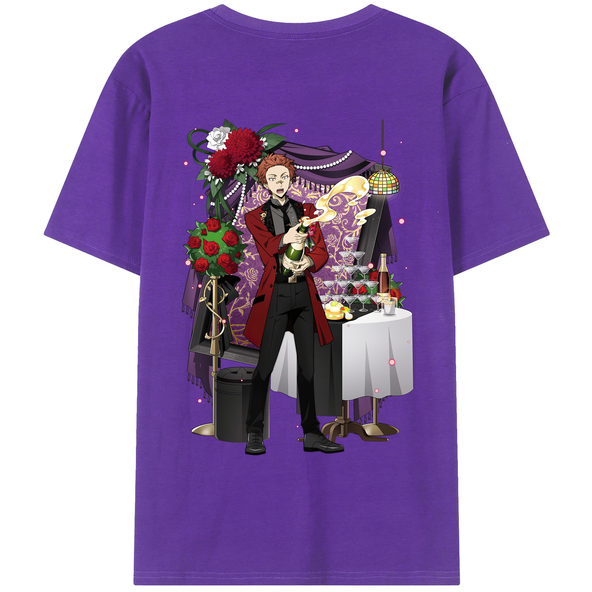 （画像用） 文豪ストレイドッグス Bungo Stray Dogs 綿100％ メンズ半袖Tシャツ（バックプリント） 通気性